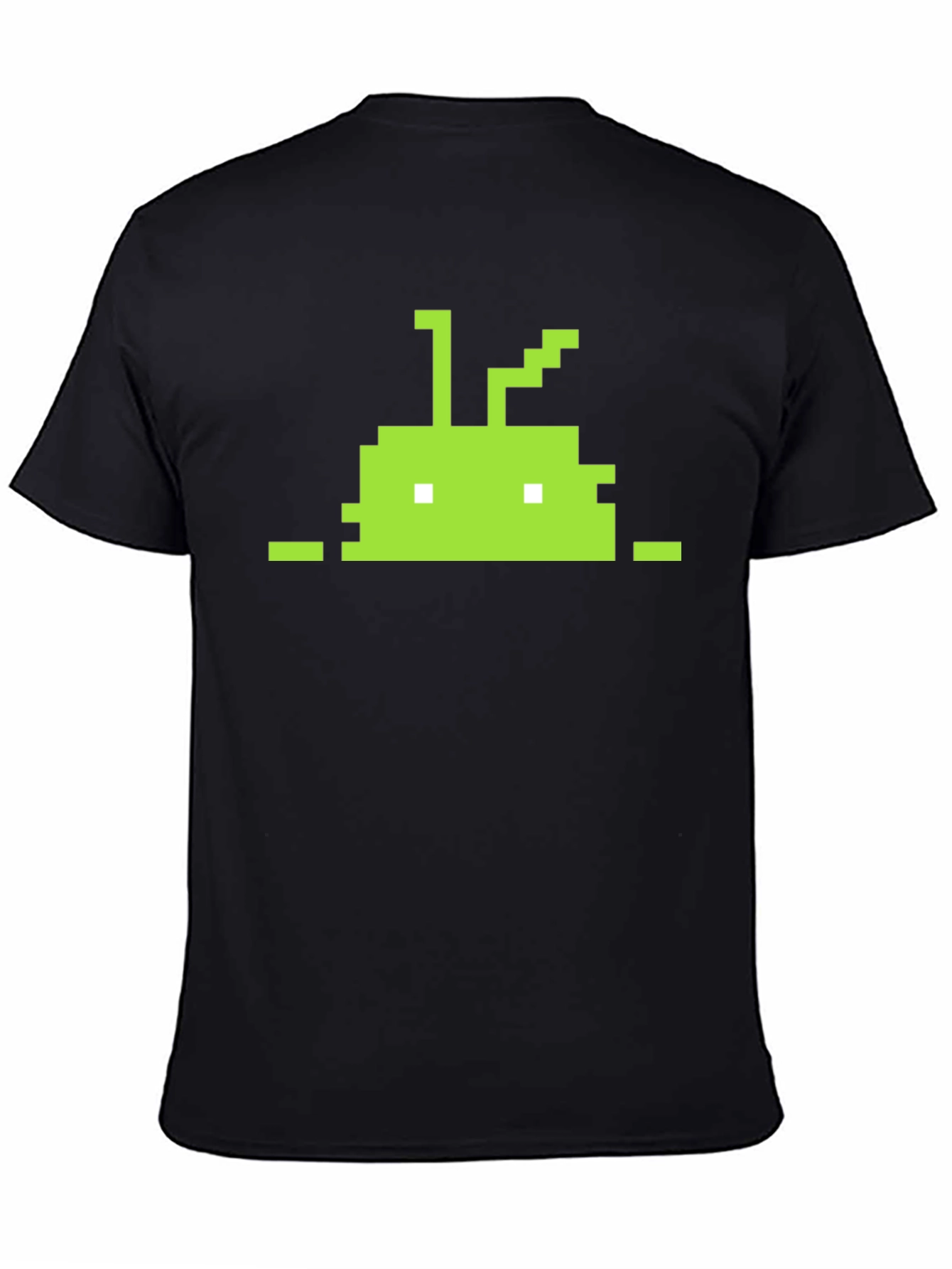 Black Pixelated Android Robot Black T-Shirt view 4