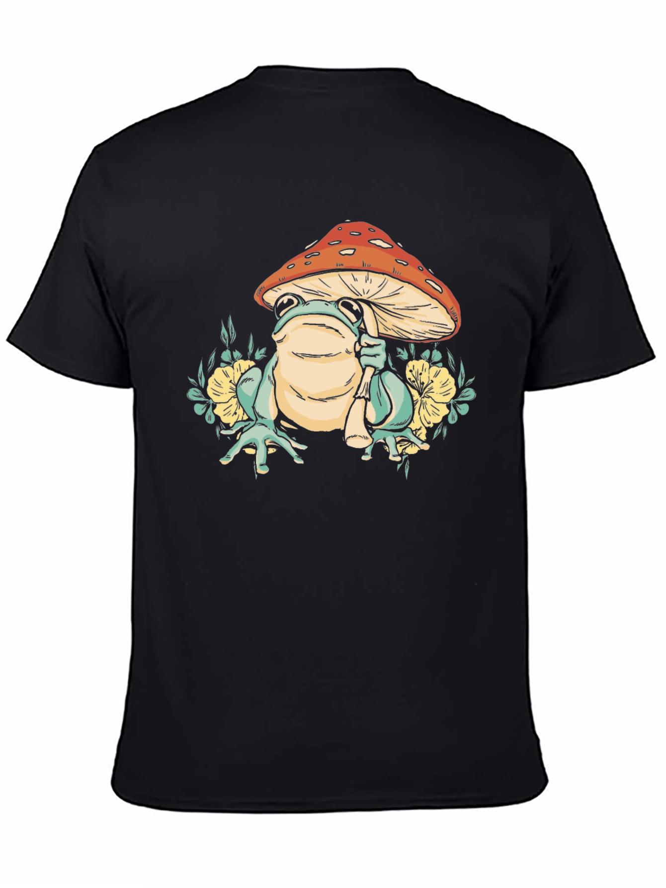 Black Mushroom Frog Graphic Tee view 4
