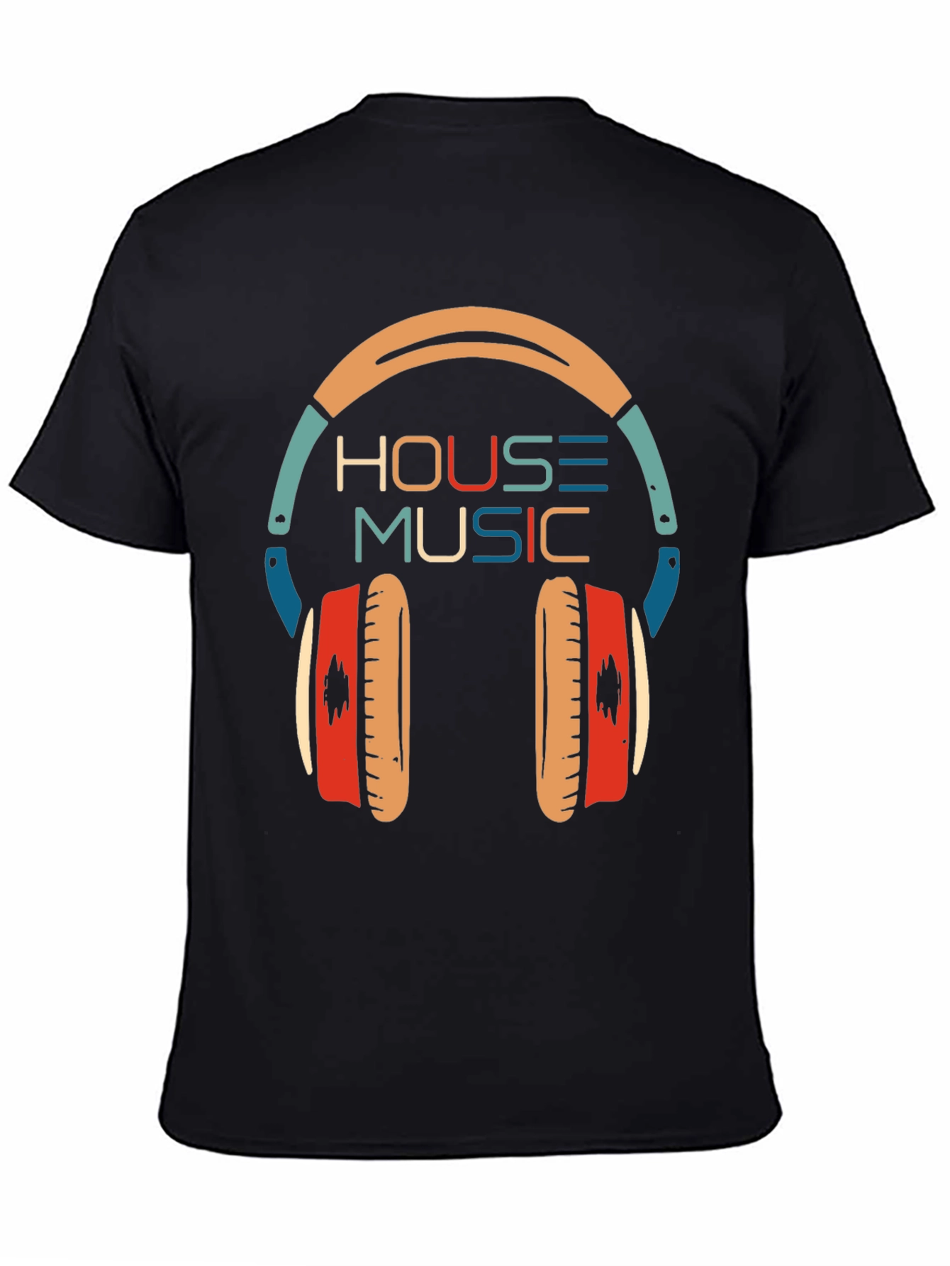 Black House Music Headphone Graphic T-Shirt view 4