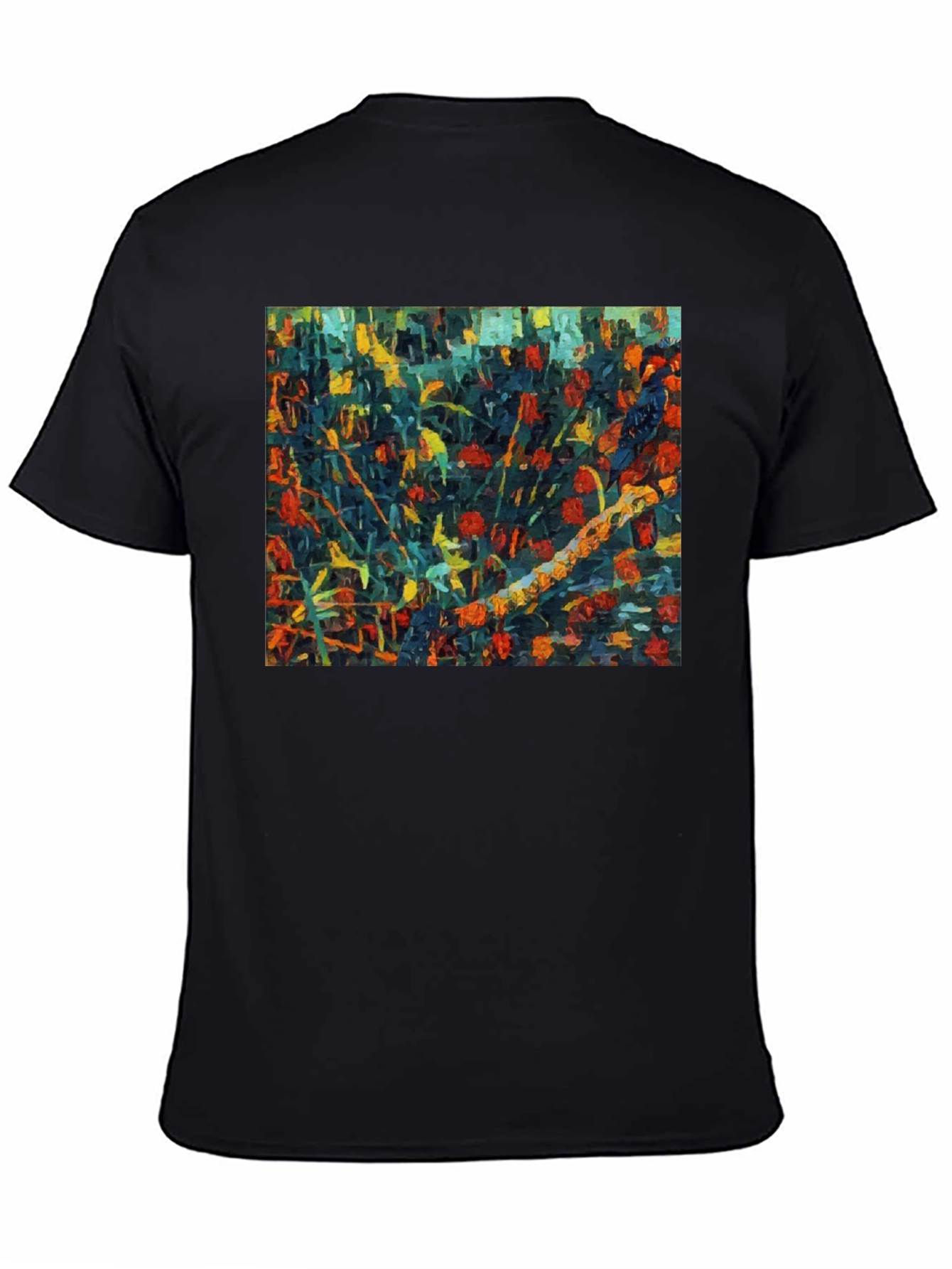 Black Abstract Floral Print Black T-Shirt view 4