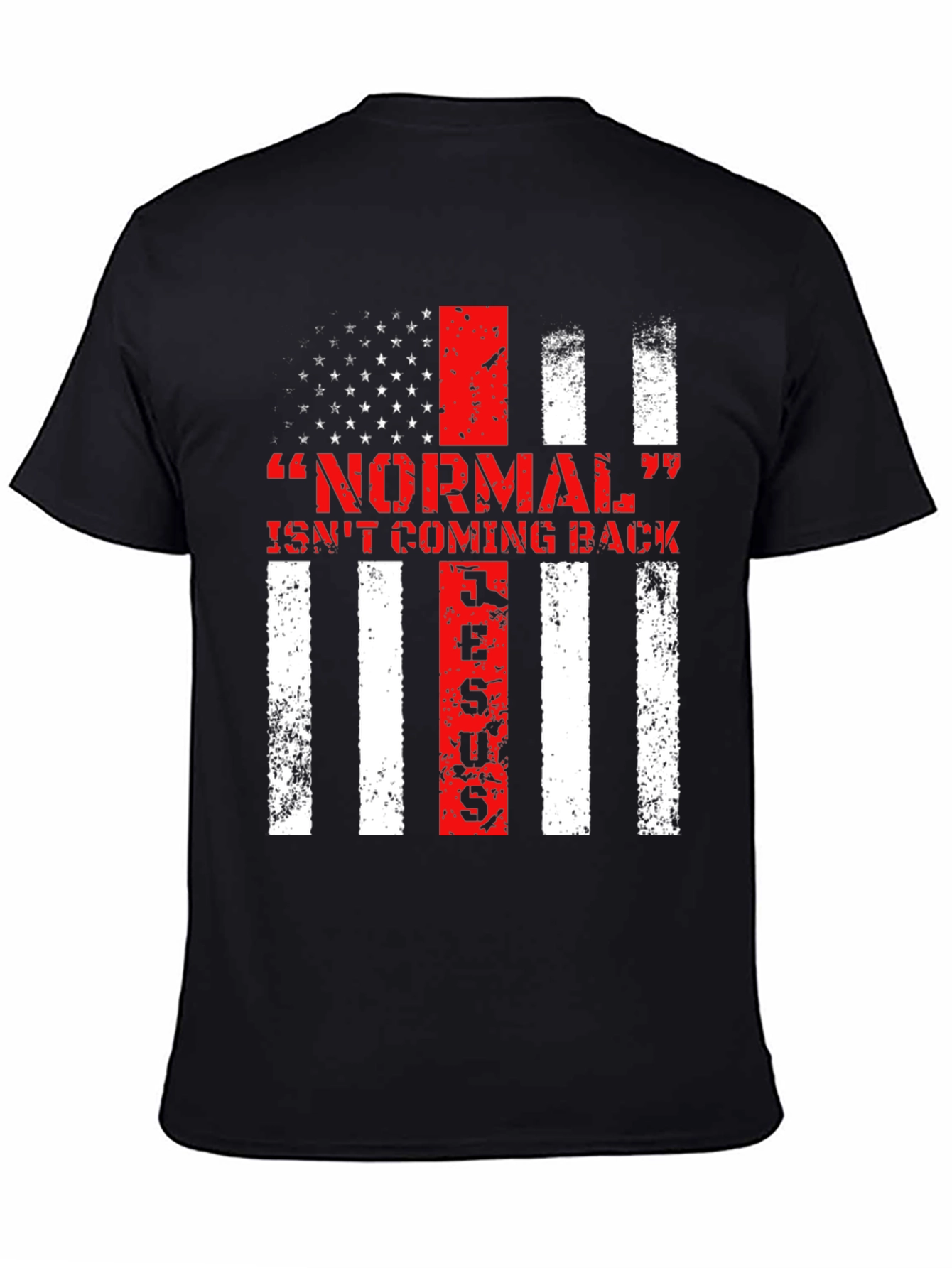 Black Normal Isn't Coming Back Jesus Patriotic T-Shirt view 4