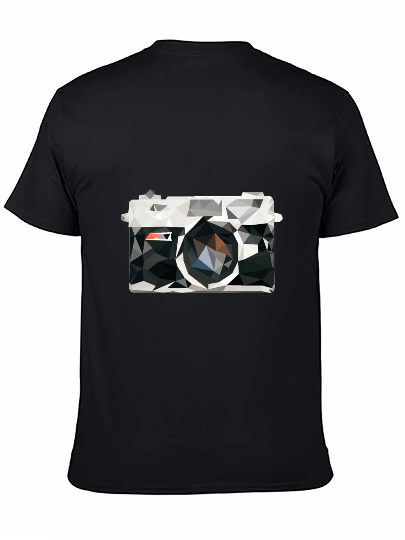 Black Geometric Camera Print Black T-Shirt view 4