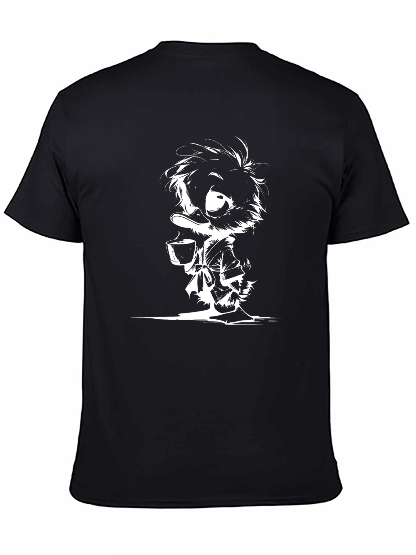 Black Cartoon Duck Graphic Black T-Shirt view 4