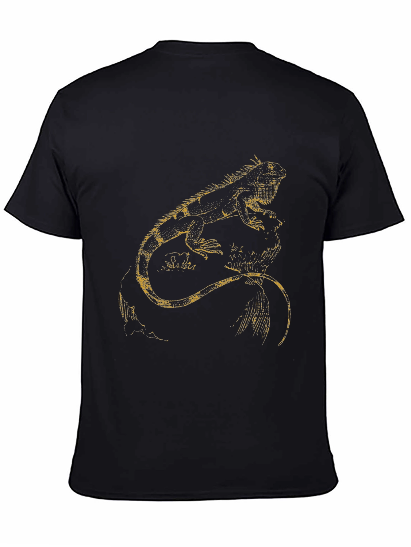 Black Black T-Shirt with Yellow Iguana Design view 4