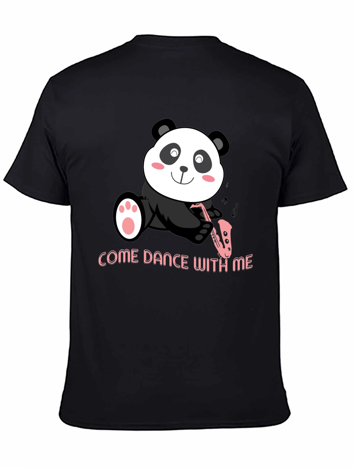 Black Panda Sax T-Shirt - "Come Dance With Me" Black Cotton Tee view 4