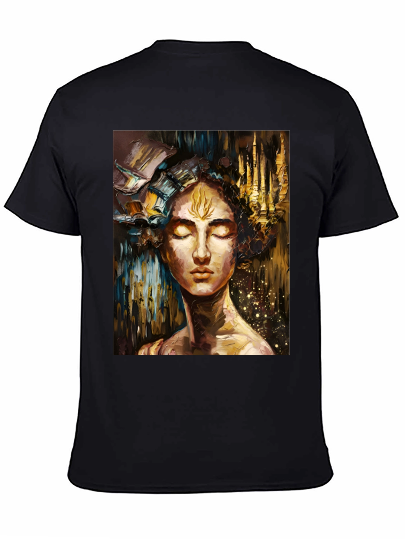 Black Abstract Art Print Black Unisex T-Shirt view 4