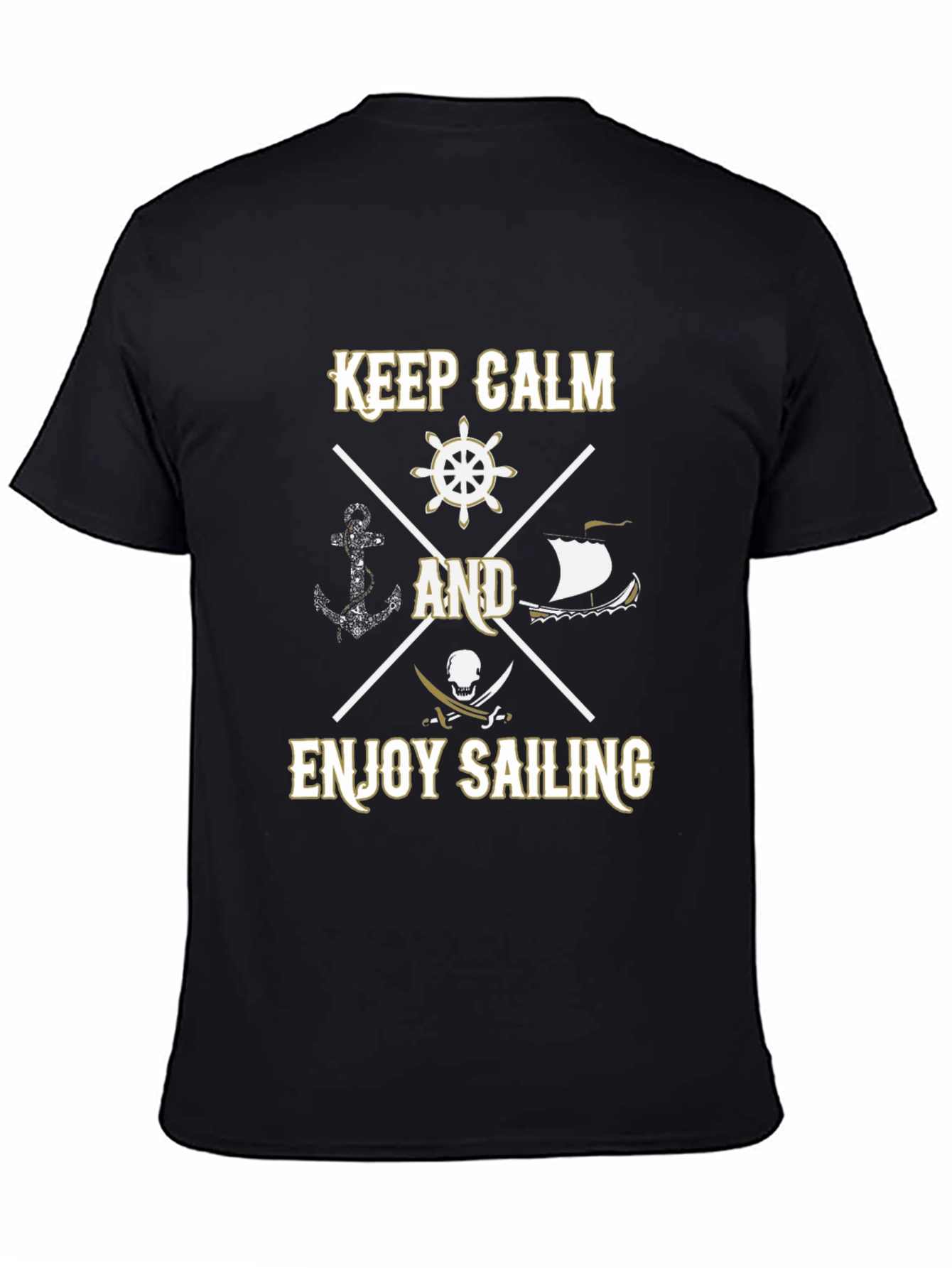 Black Keep Calm and Enjoy Sailing Men's T-shirt view 4