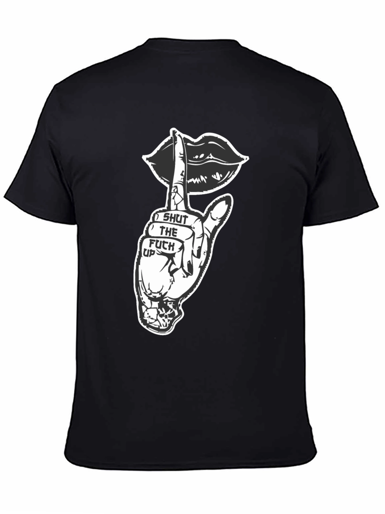 Black Shut Up Graphic Tee - Black Crew Neck T-Shirt view 4