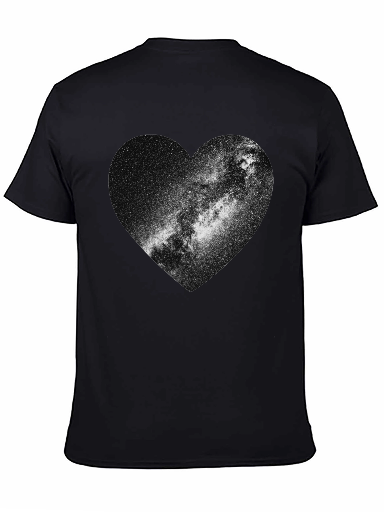 Black Galaxy Heart Graphic Tee - Stylish Black Cotton T-Shirt view 4