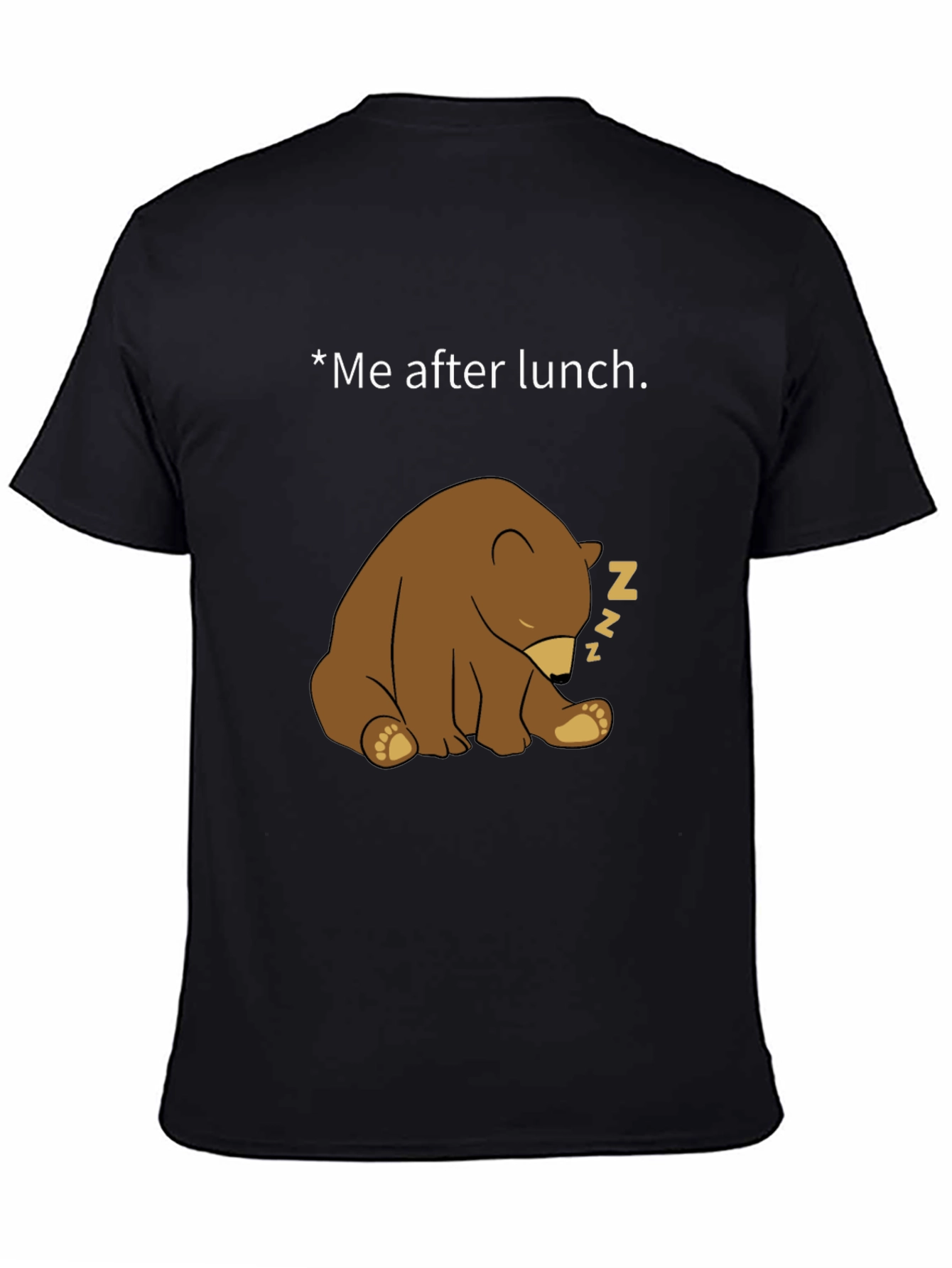 Black Funny Sleeping Bear Graphic Tee - Me After Lunch view 4