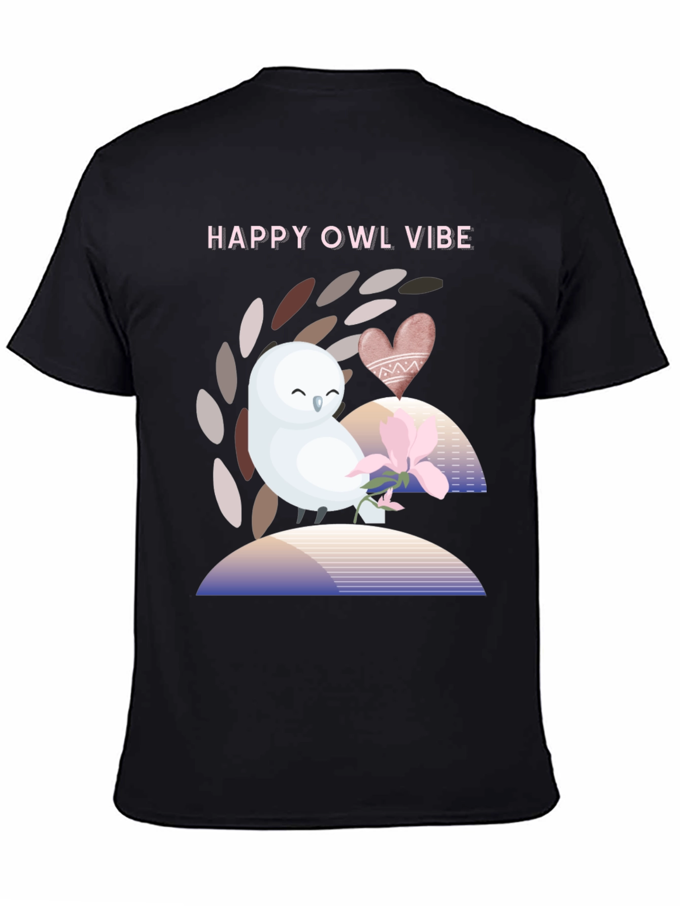Black Happy Owl Vibe Graphic T-Shirt - Unisex view 4