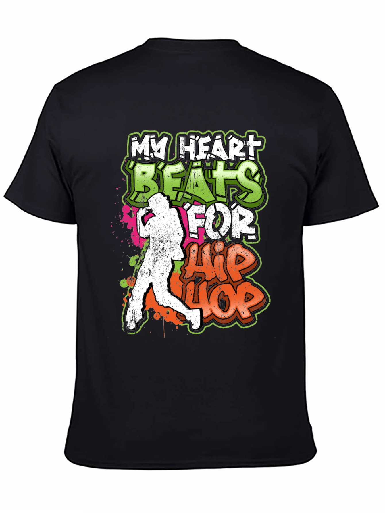 Black Hip Hop Heartbeat Graphic Tee - Urban Style view 4