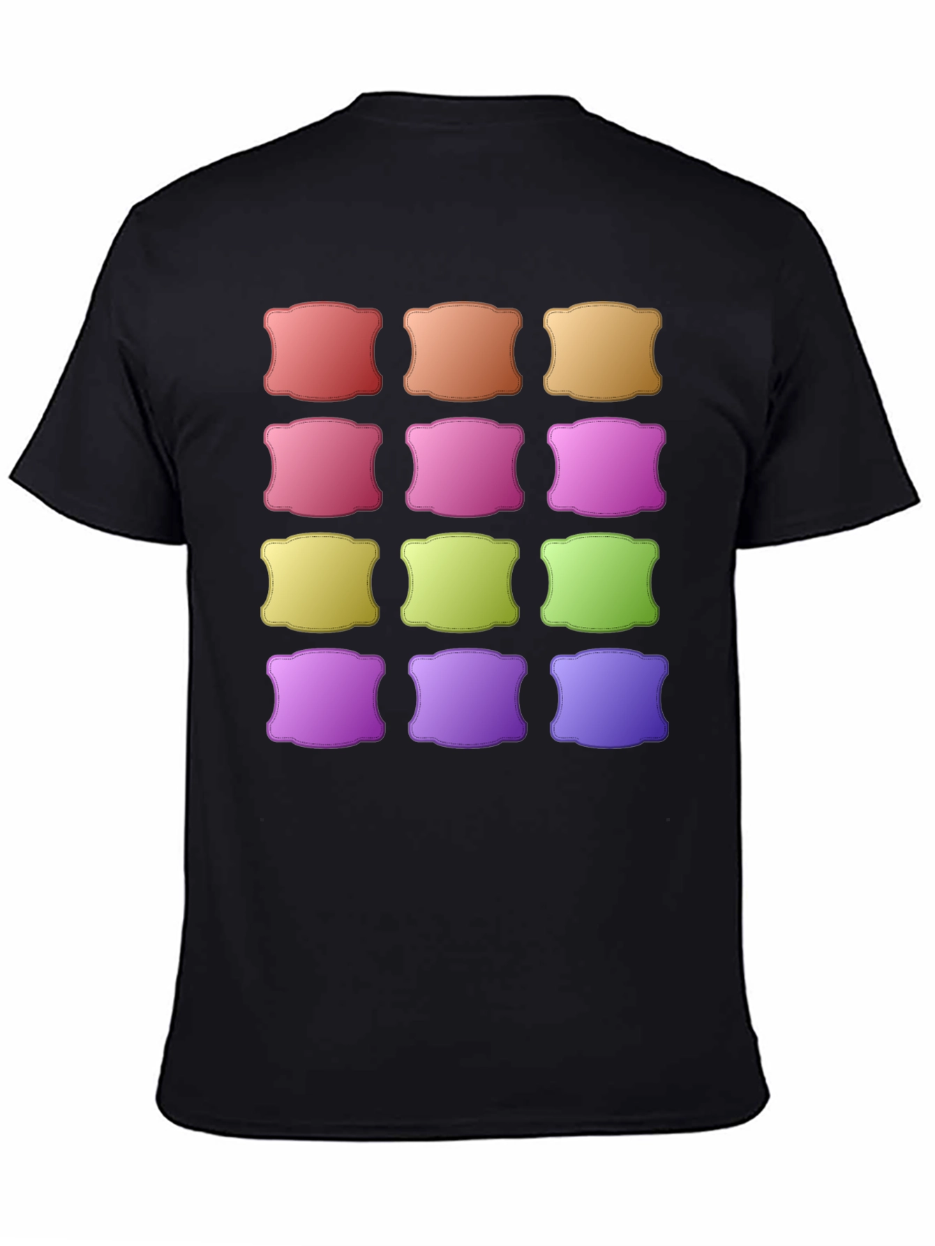 Black Colorful Pillow Pattern Black T-Shirt view 4