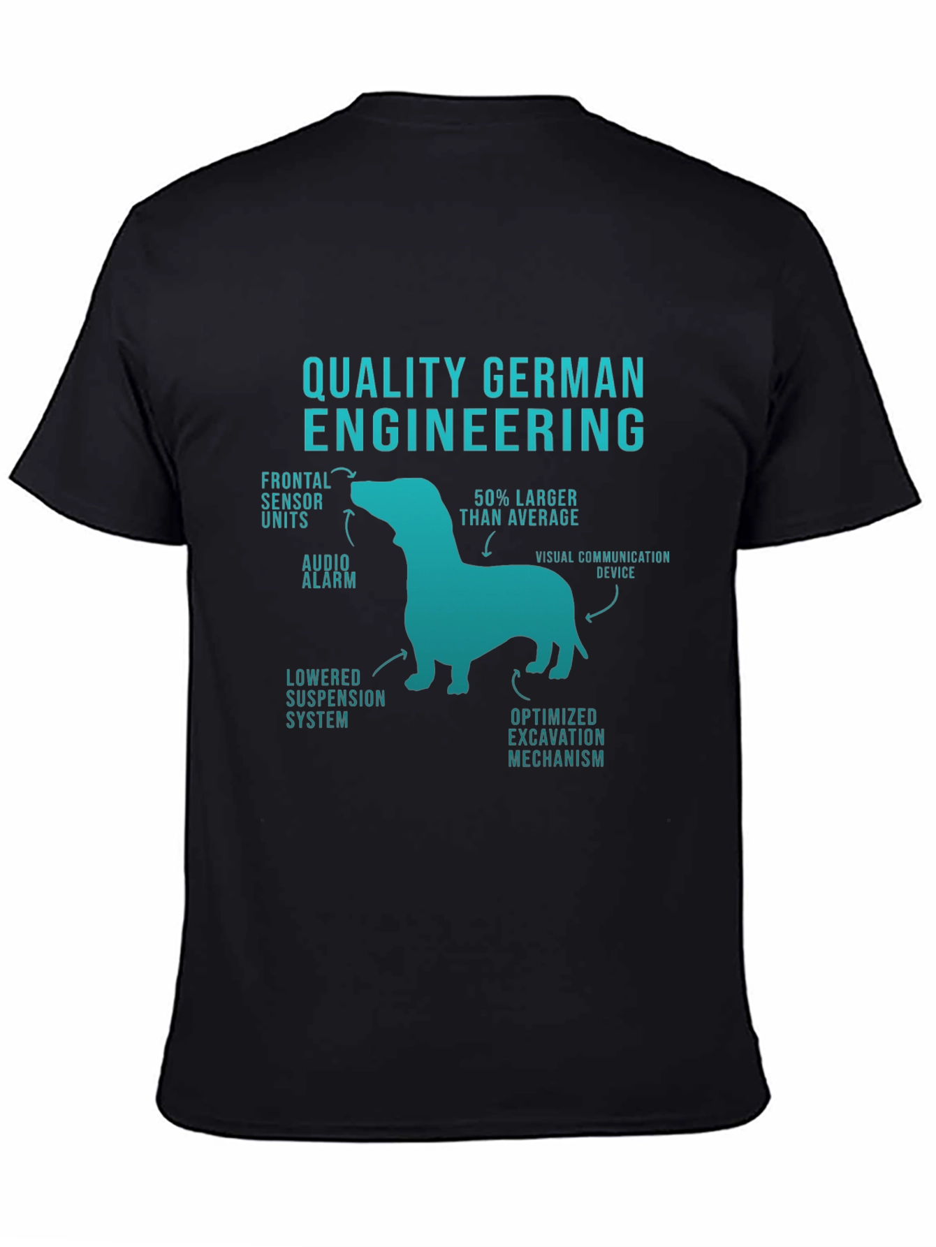 Black Quality German Engineering Funny Dog T-Shirt view 4