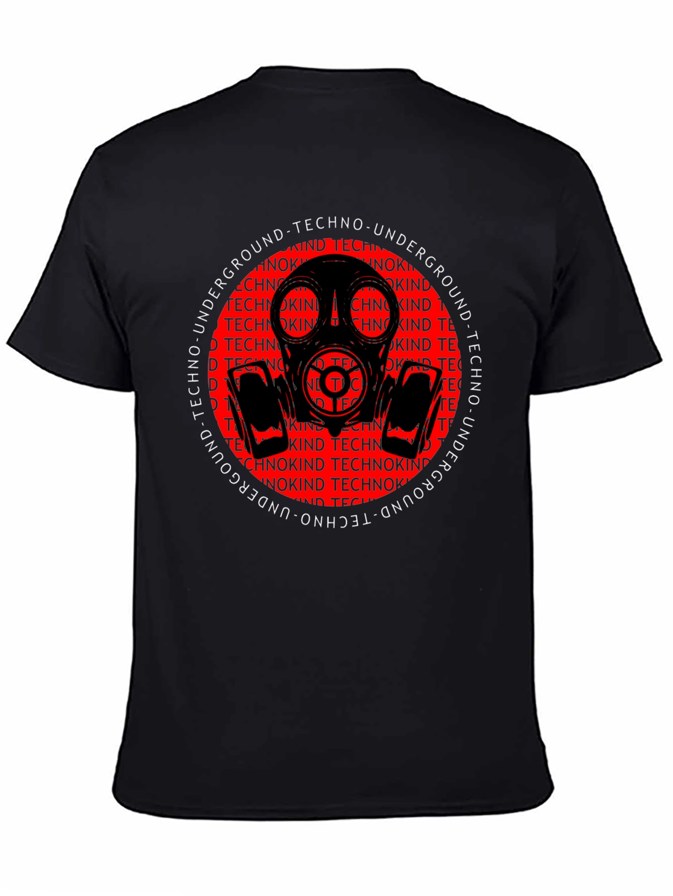 Black Techno Underground Gas Mask Graphic Tee view 4