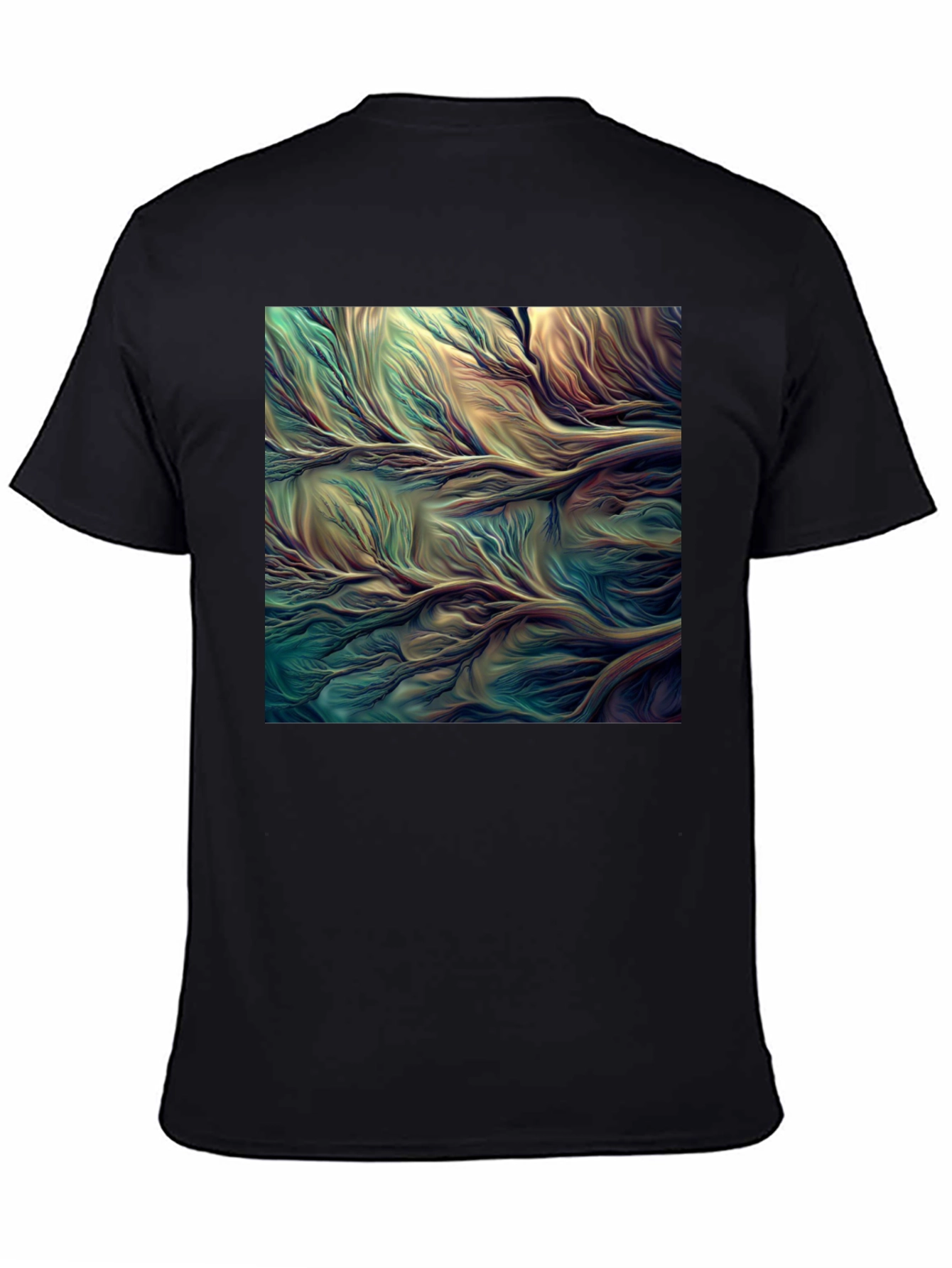 Black Abstract Flowing River T-Shirt view 4