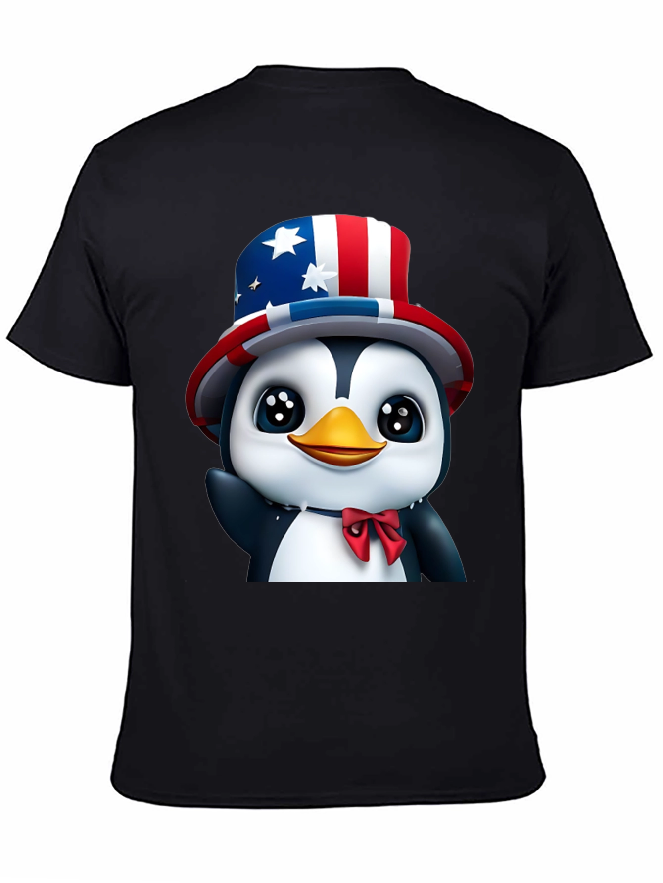 Black Patriotic Penguin T-Shirt - USA Pride view 4