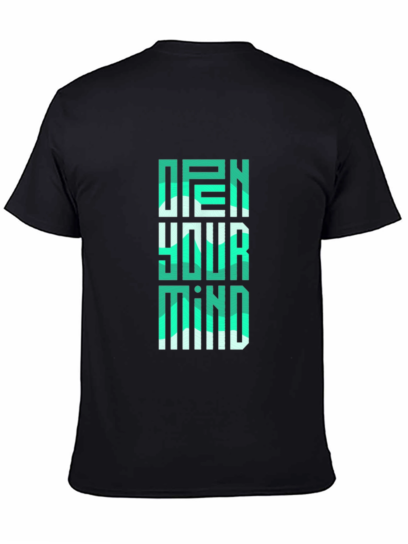 Black Open Your Mind Graphic Tee - Stylish Black T-Shirt view 4
