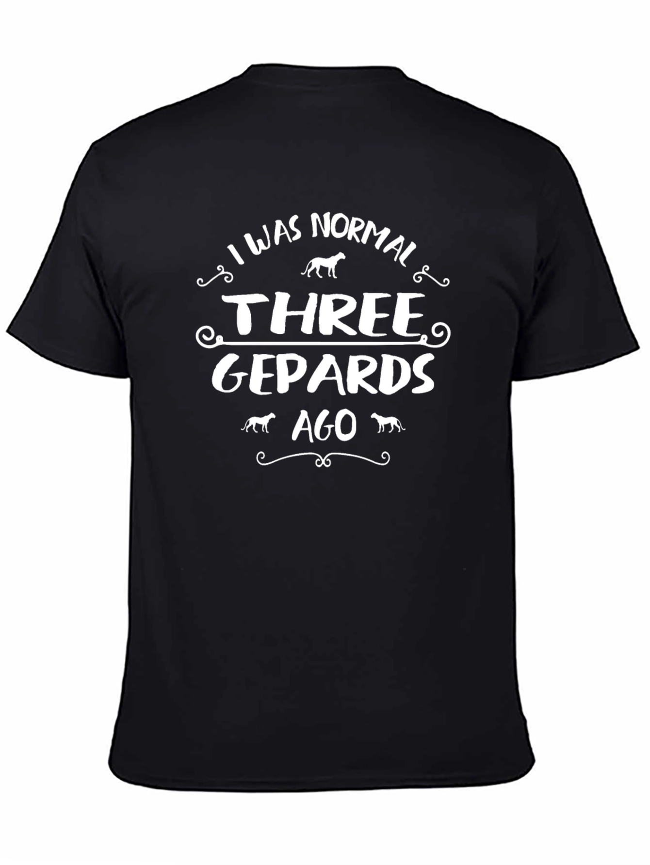 Black Funny Three Gepards Ago T-Shirt - Black view 4