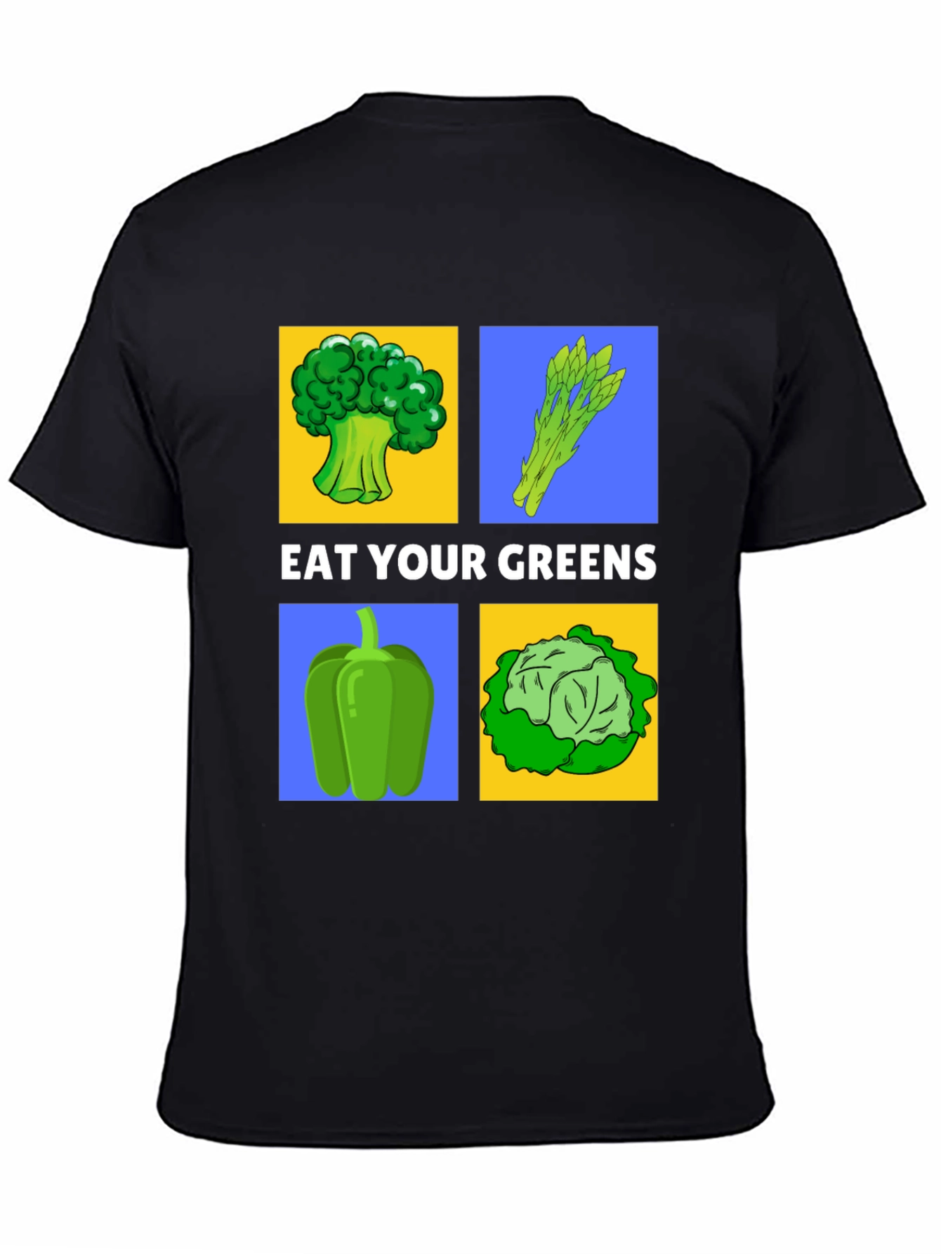 Black Eat Your Greens T-Shirt - Vegan Foodie Apparel view 4