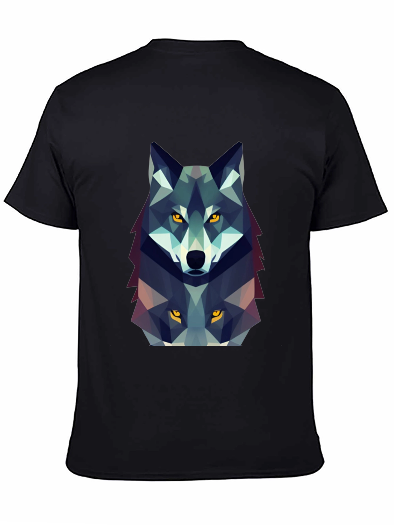 Black Geometric Wolf Graphic Tee - Black view 4