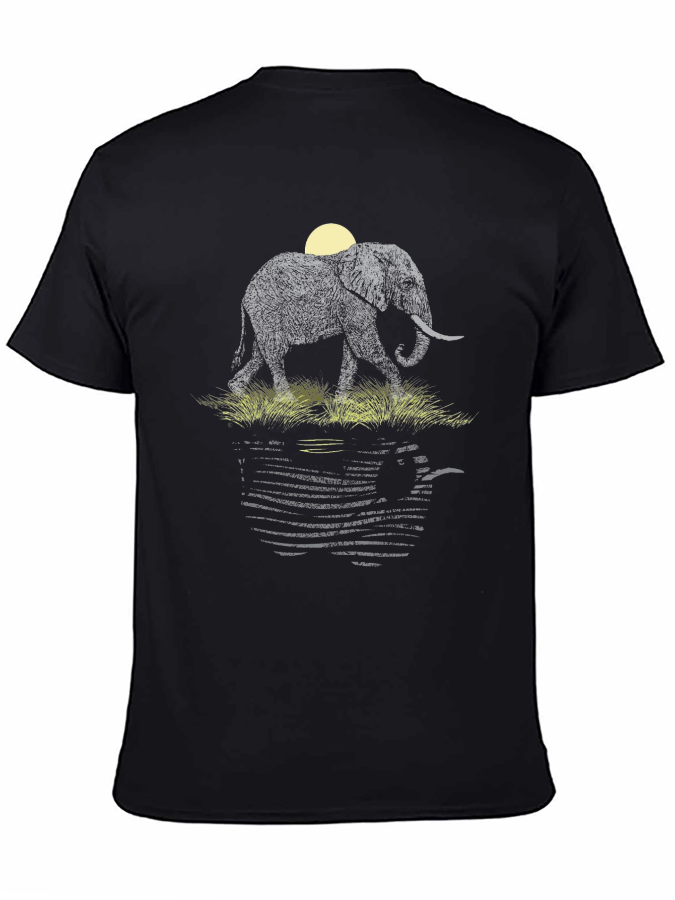 Black Elephant Reflection Graphic Tee - Unique Design view 4