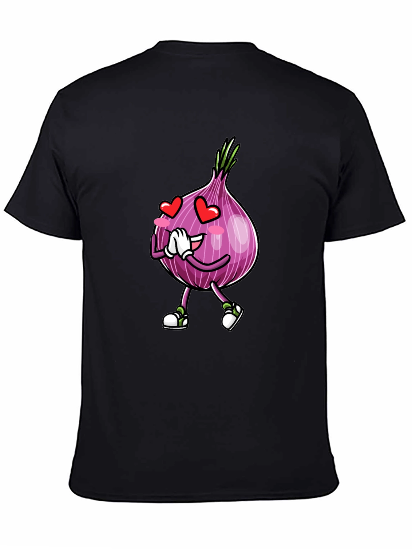 Black Cartoon Onion Love Black T-Shirt view 4