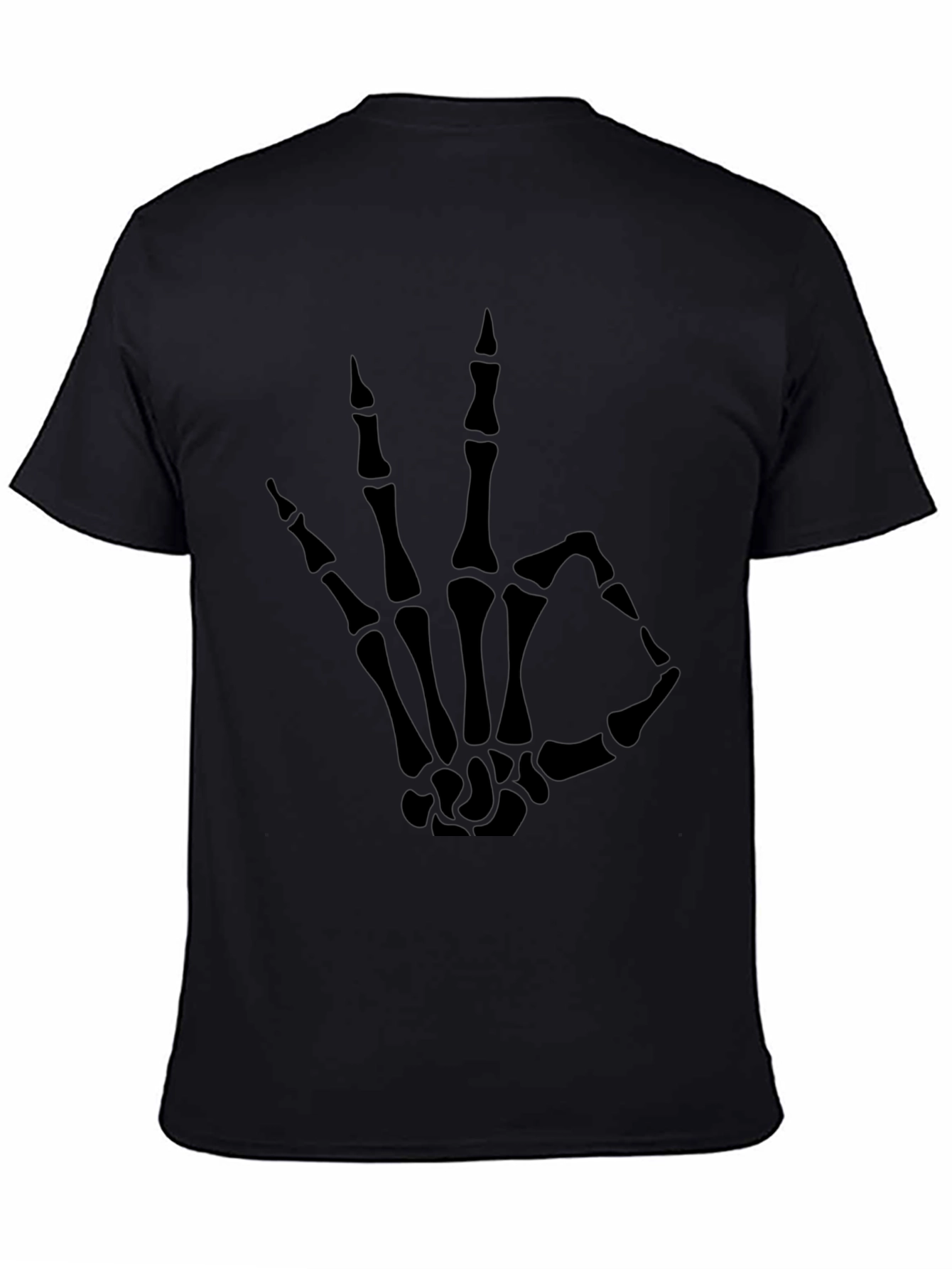 Black Skeleton Hand OK Sign Graphic Tee - Black view 4