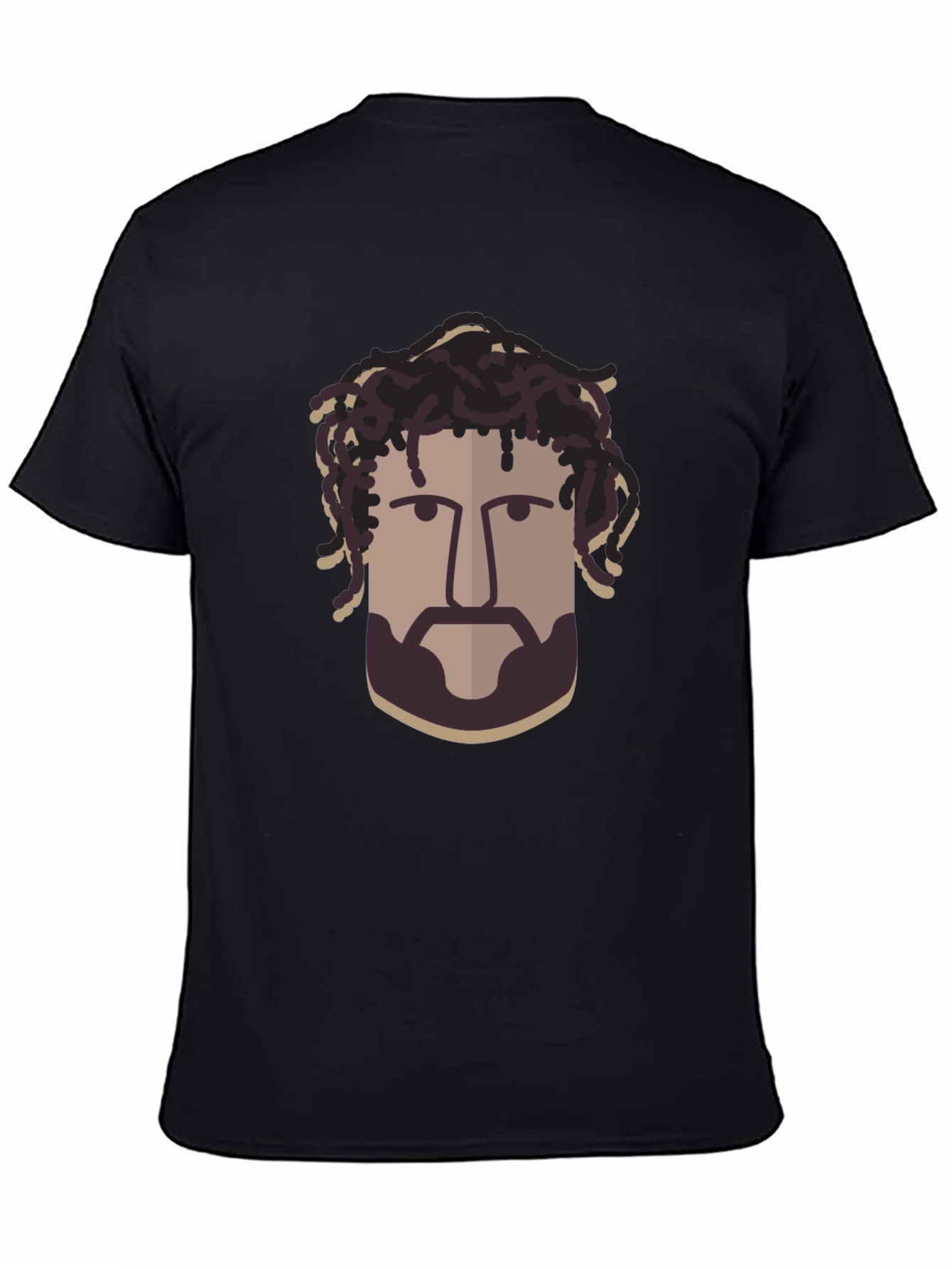 Black Cool Graphic T-Shirt - Artistic Man's Portrait Design view 4