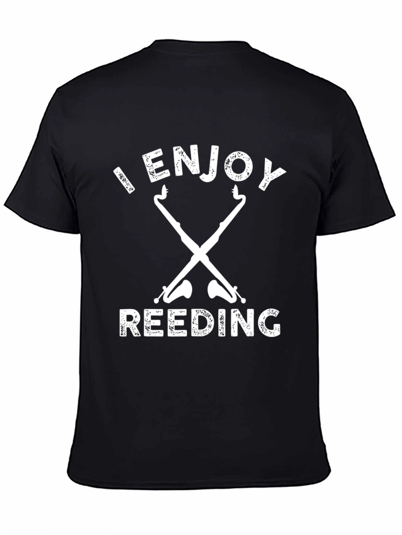 Black I Enjoy Reeding T-Shirt: Funny Oboe Bassoon Tee view 4
