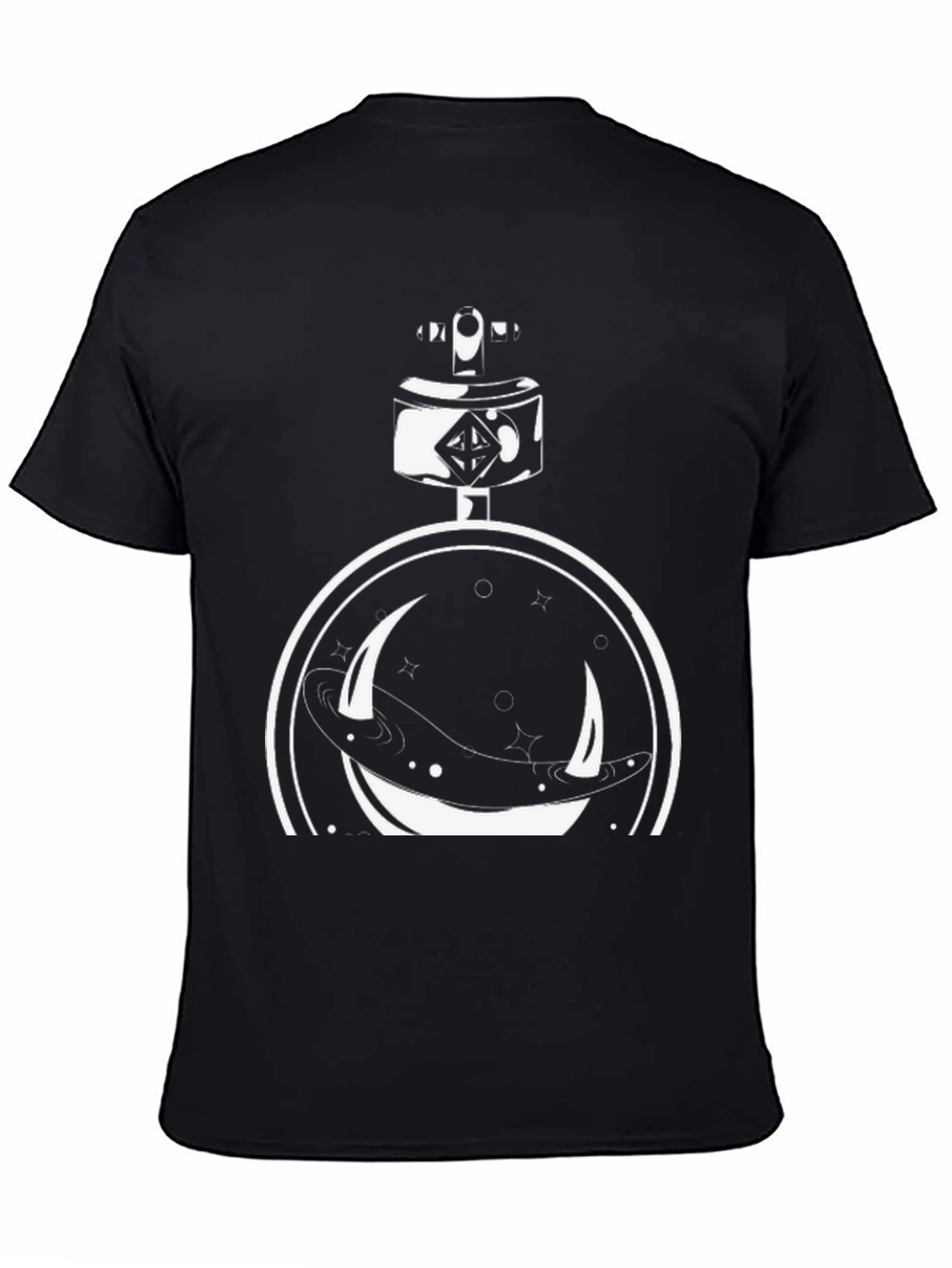 Black Celestial Moon Pocket Watch Black T-Shirt view 4