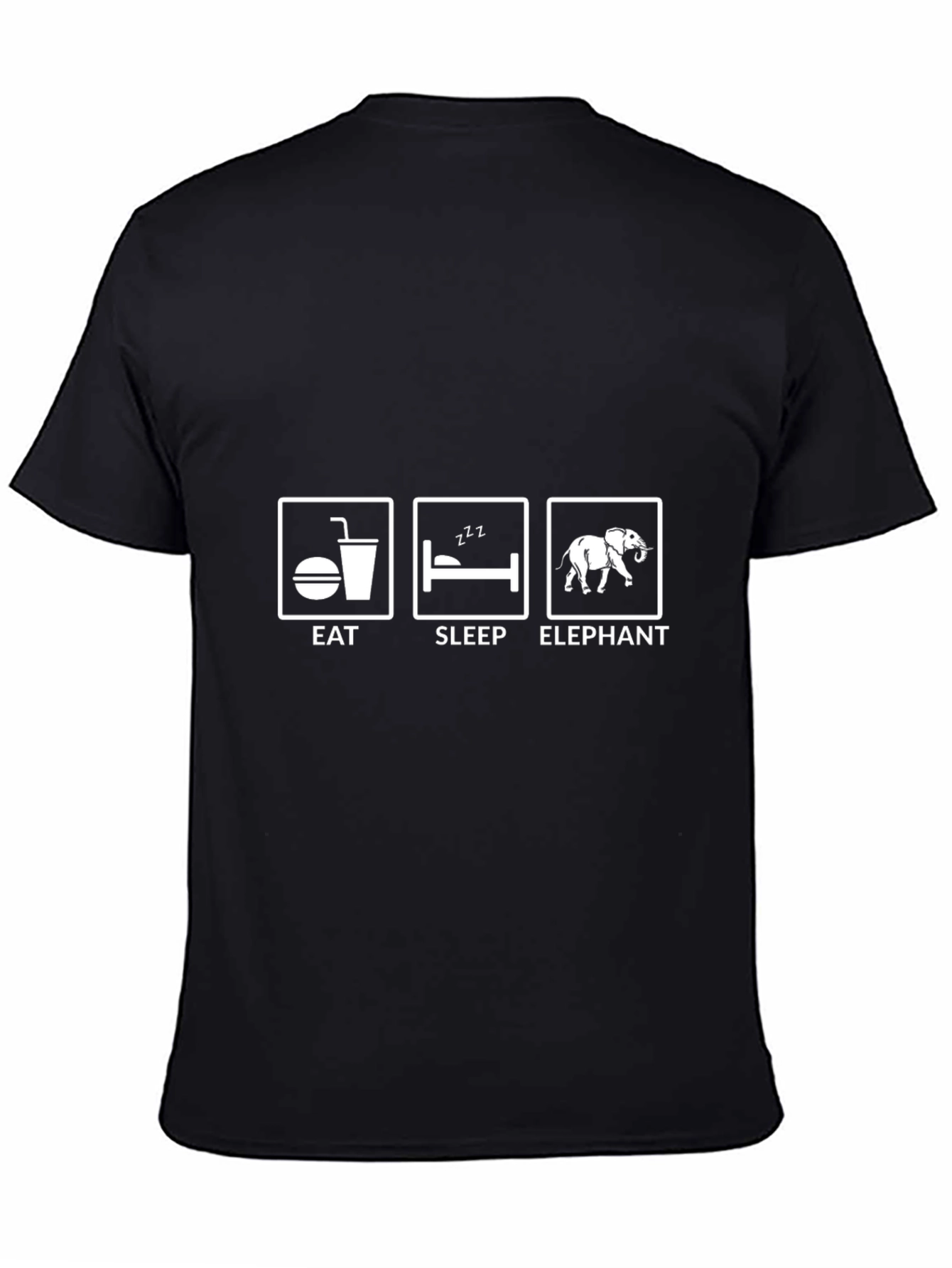 Black Eat, Sleep, Elephant T-Shirt view 4