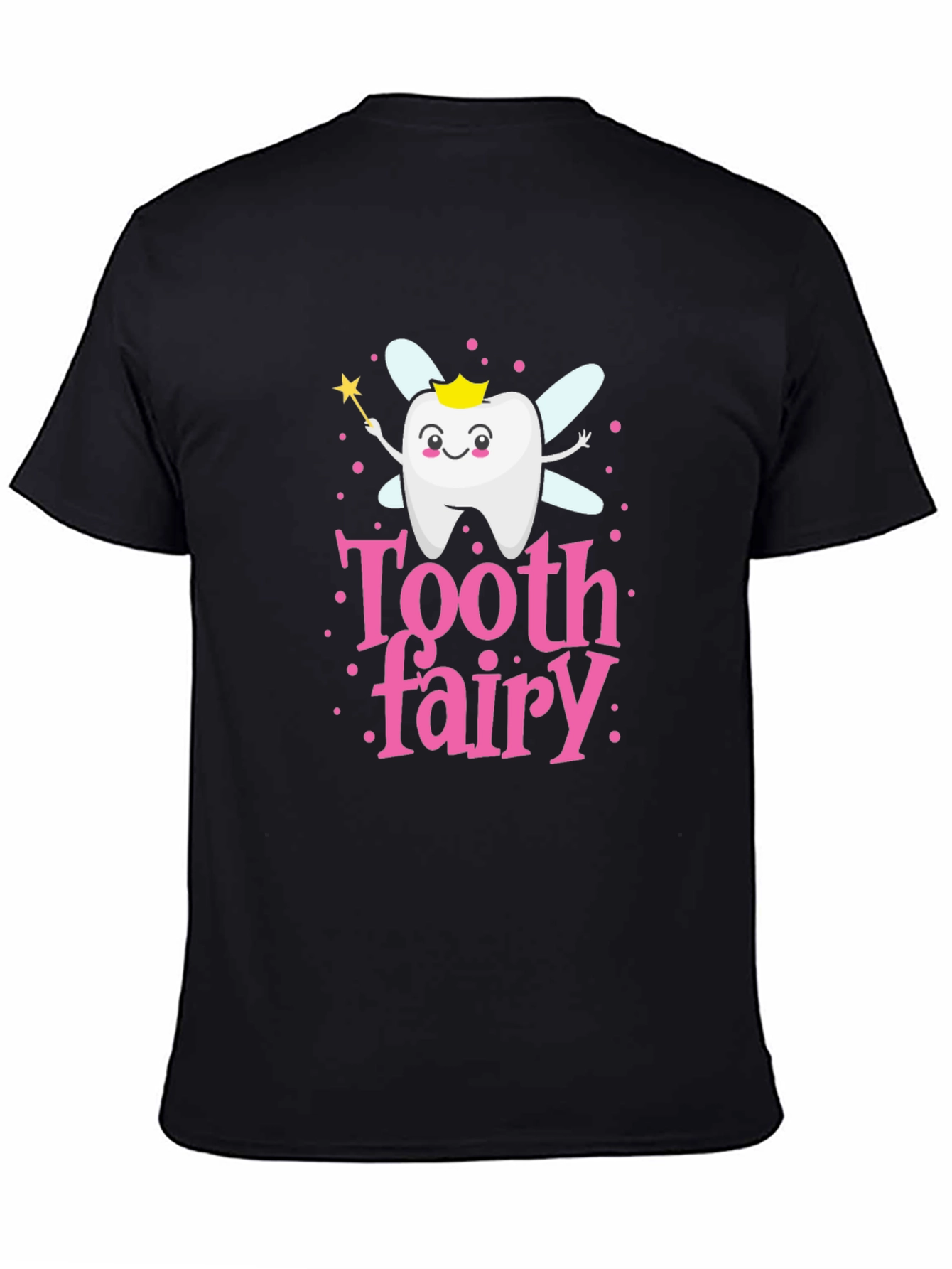 Black Tooth Fairy Cartoon T-Shirt Cute Dental Hygiene Tee view 4
