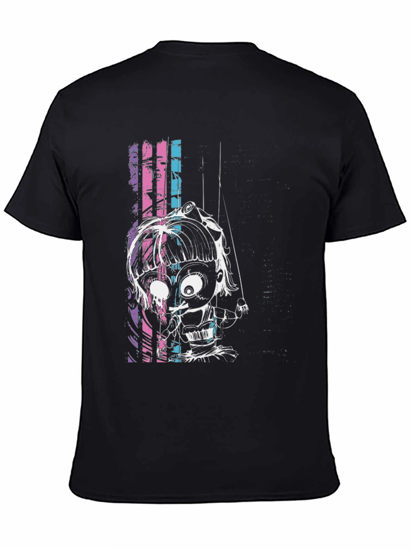 Black Creepy Puppet Graphic Tee - Unique Design view 4