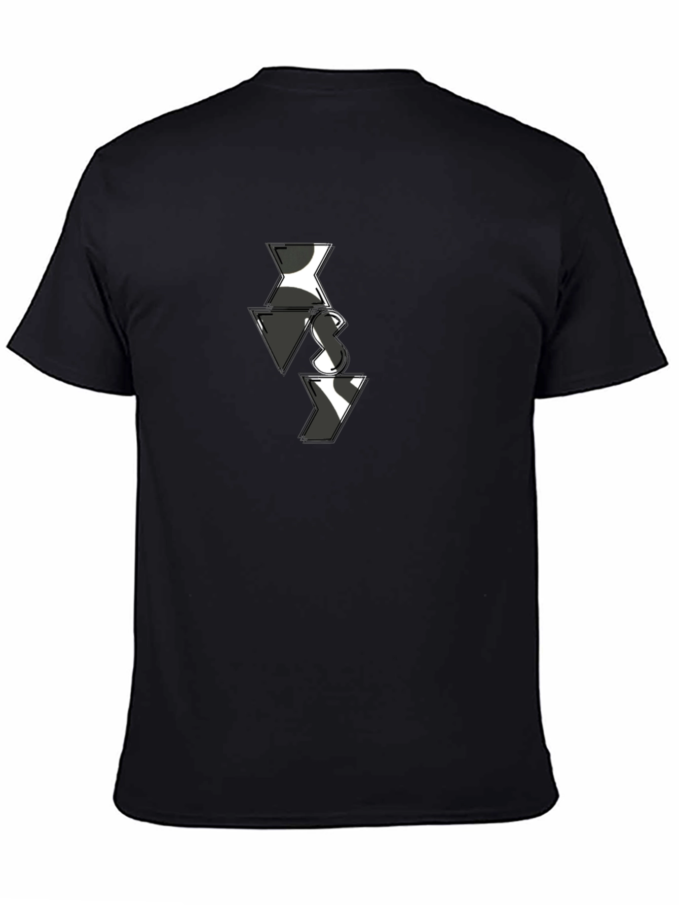 Black Abstract VS Pattern Men's Black T-Shirt view 4