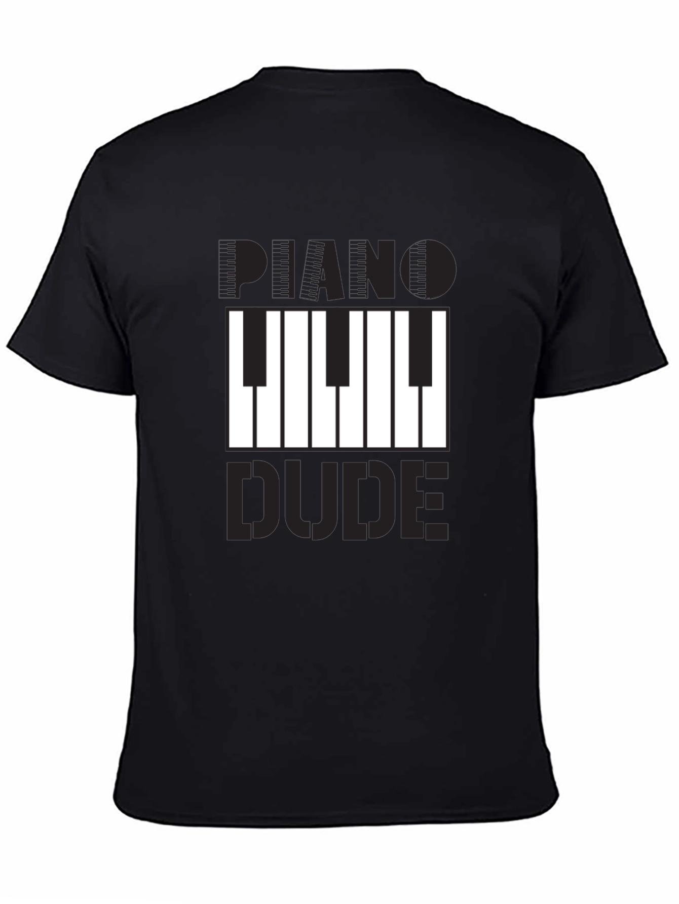 Black Piano Dude Graphic T-Shirt - Black Cotton Tee view 4