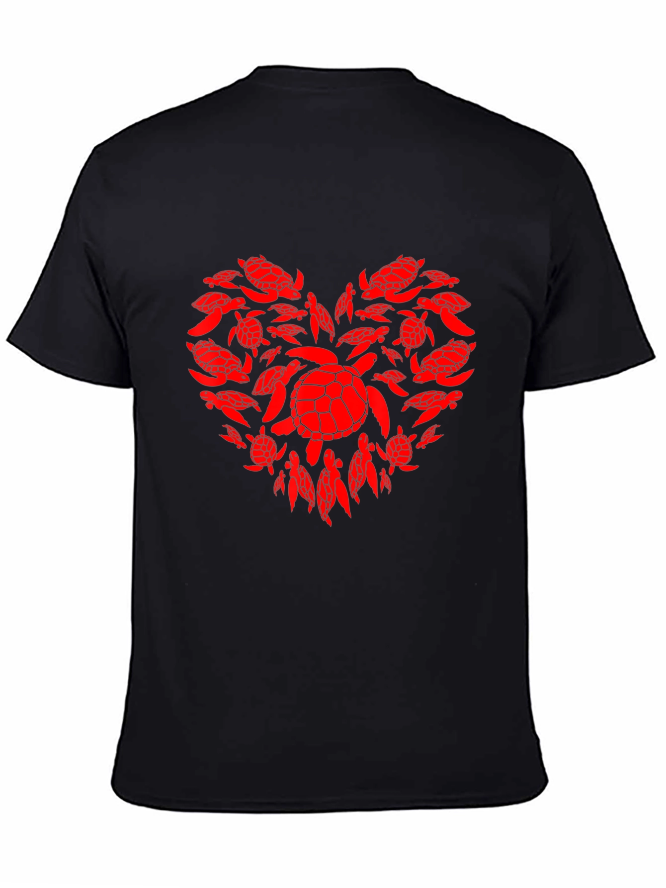 Black Turtle Heart Graphic Tee - Black Cotton Casual T-Shirt view 4