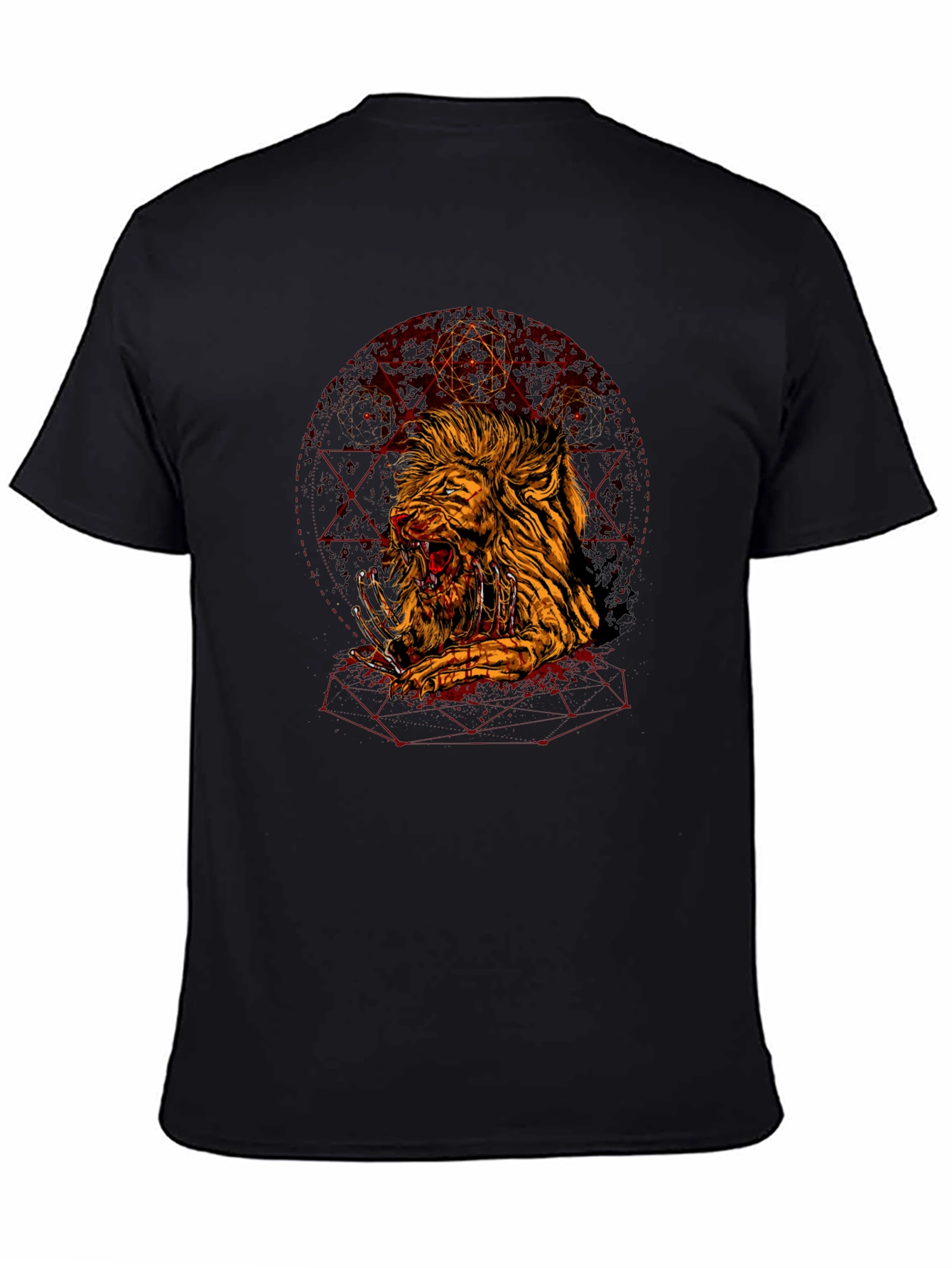 Black Graphic Lion T-Shirt - Edgy Urban Style view 4