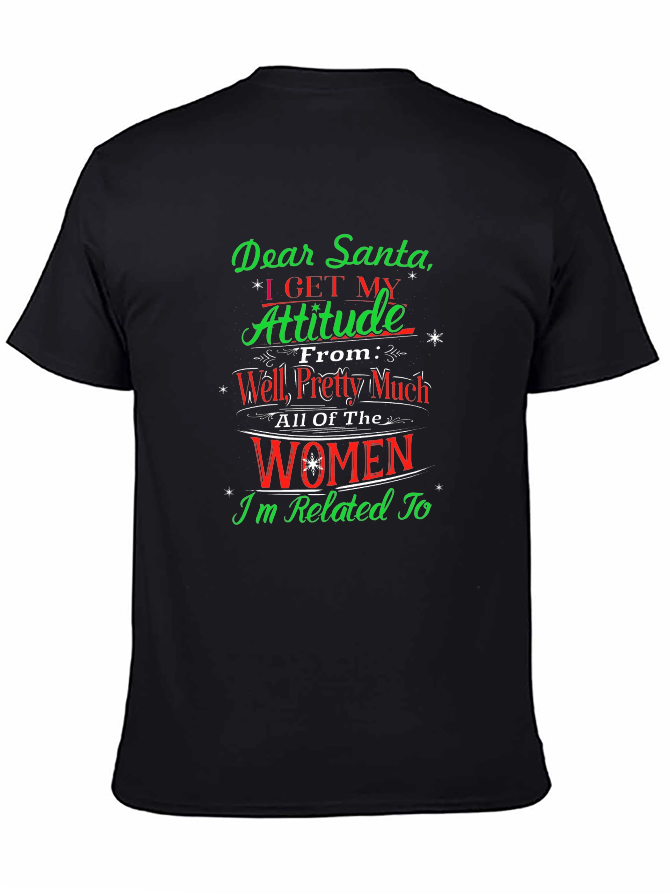 Black Funny Dear Santa Women Related To Graphic T-Shirt view 4