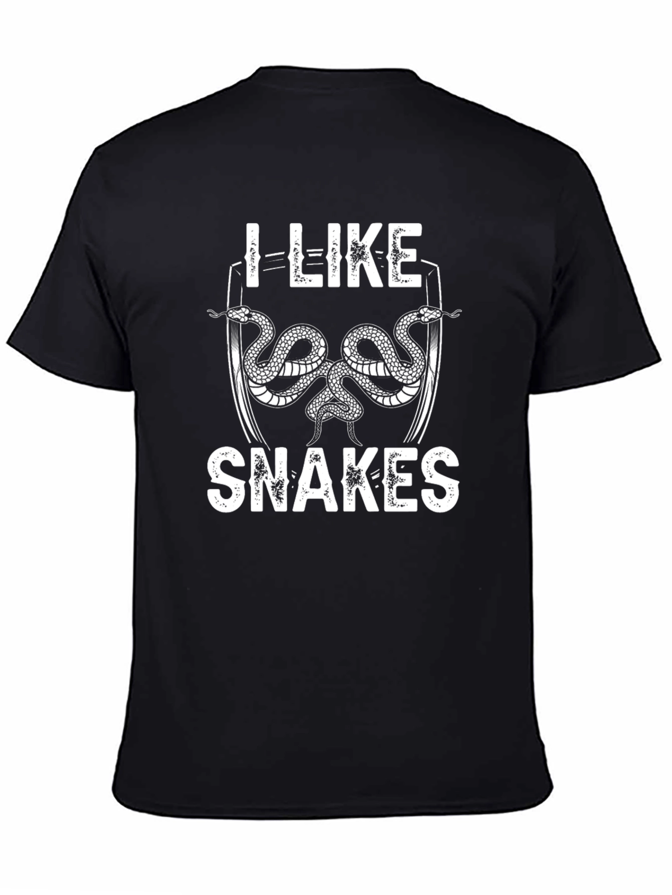 Black I Like Snakes T-Shirt - Black Cotton Snake Lover Tee view 4