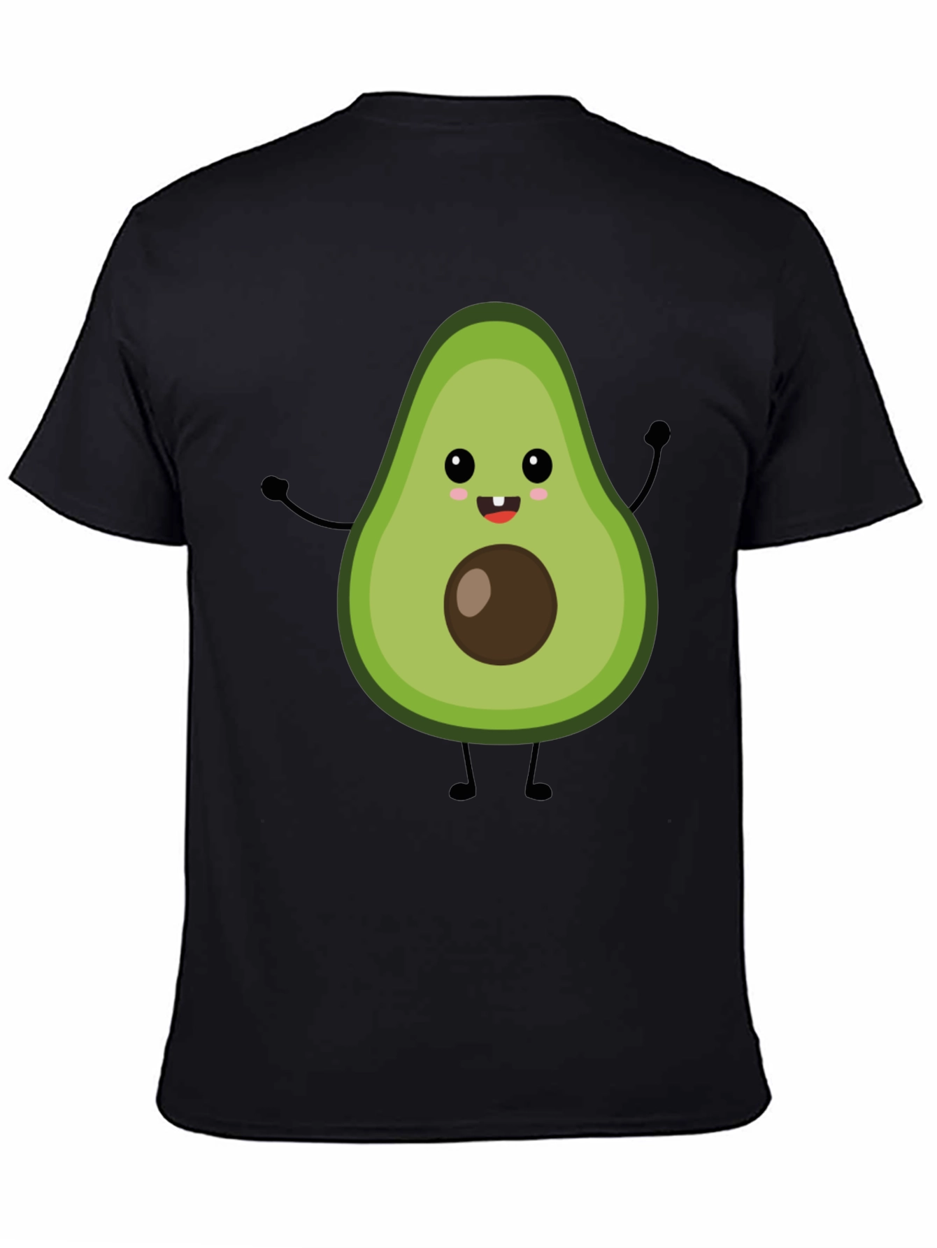 Black Cute Avocado Graphic Black T-Shirt view 4
