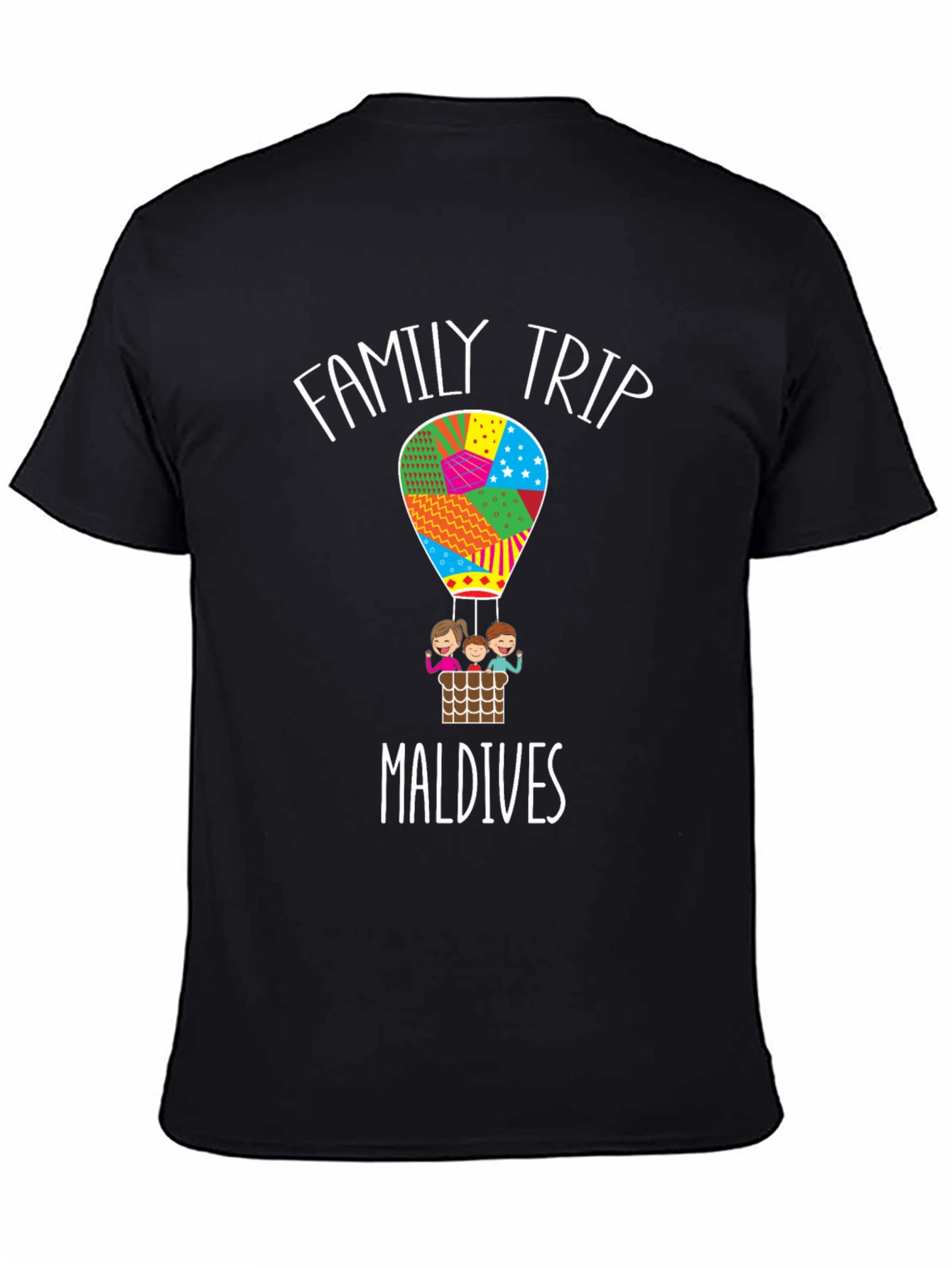 Black Family Trip Maldives Hot Air Balloon T-Shirt view 4