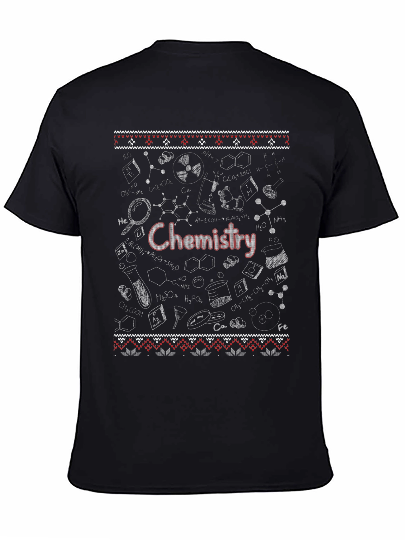 Black Chemistry Ugly Christmas Sweater Style T-Shirt view 4
