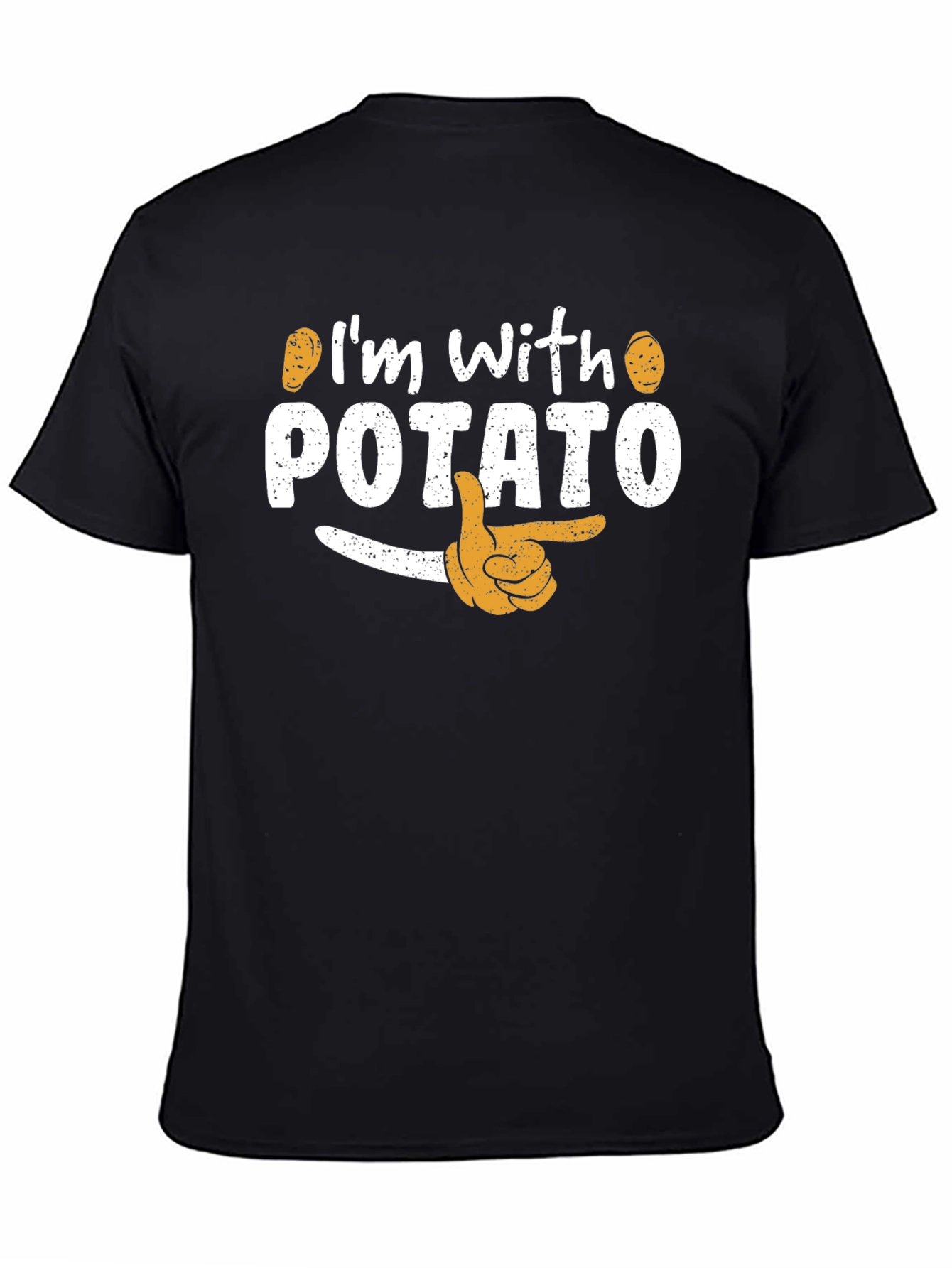 Black I'm with Potato Funny Graphic T-Shirt view 4