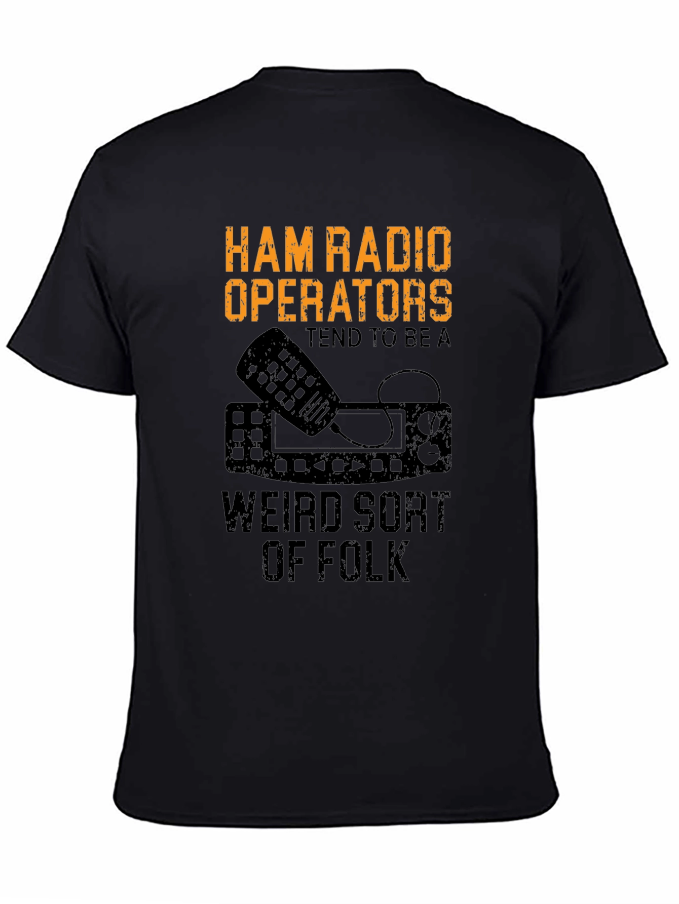 Black Ham Radio Operator Weird Folk Black T-Shirt view 4