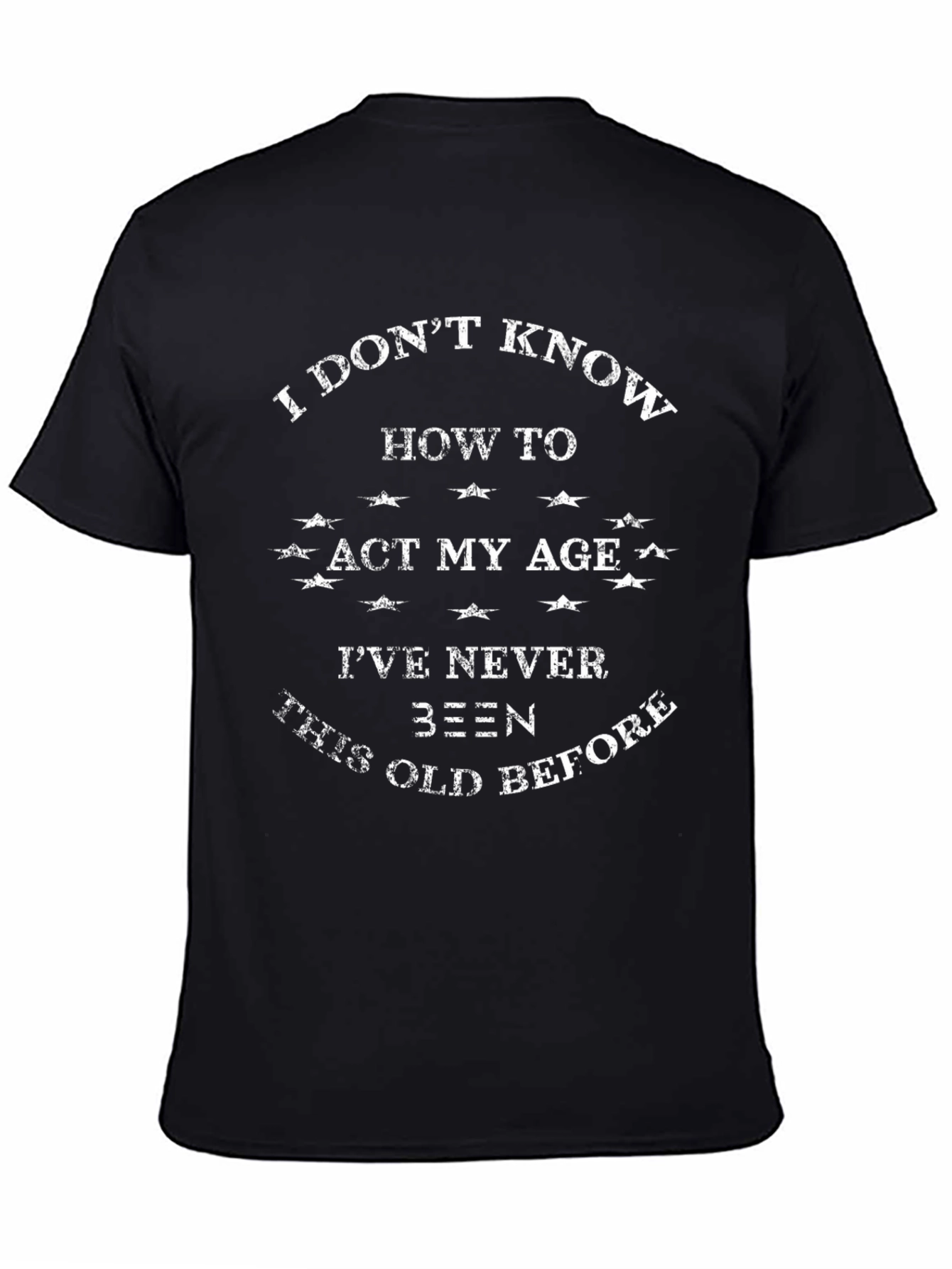 Black Funny "Act My Age" Graphic Tee - Black T-Shirt view 4