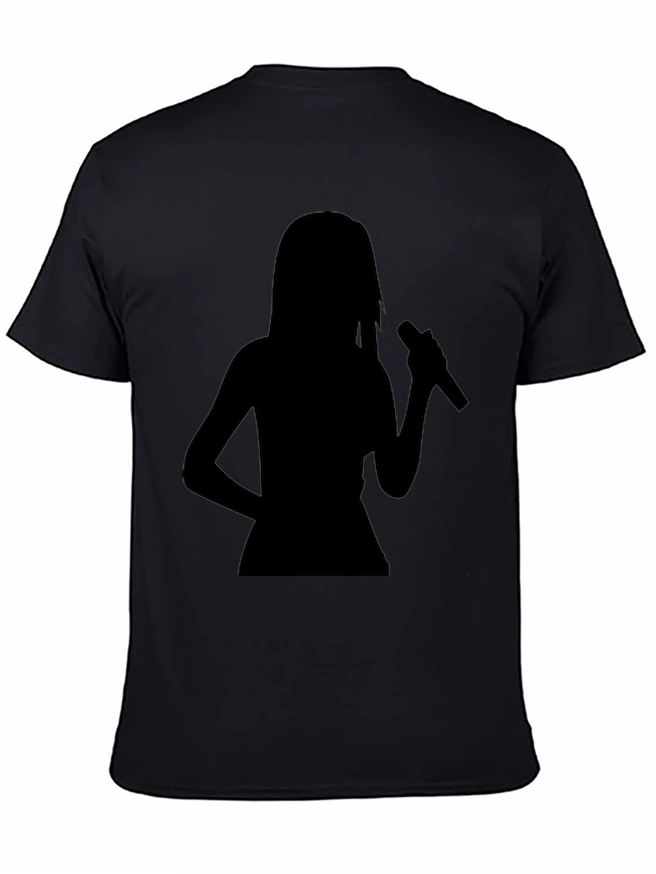 Black Silhouette Singer Graphic Tee - Black Cotton T-Shirt view 4