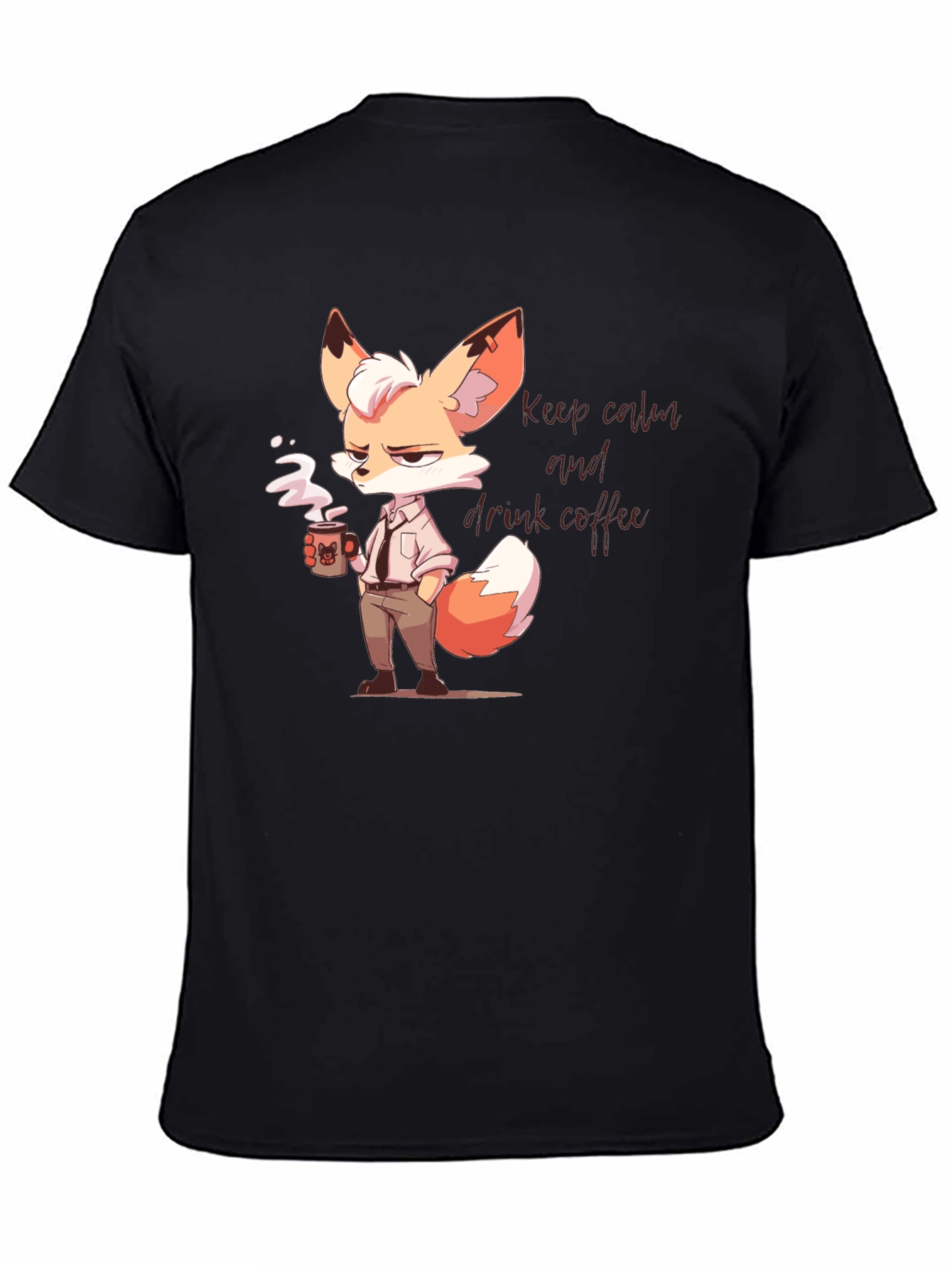 Black Cool Fox Coffee T-Shirt view 4