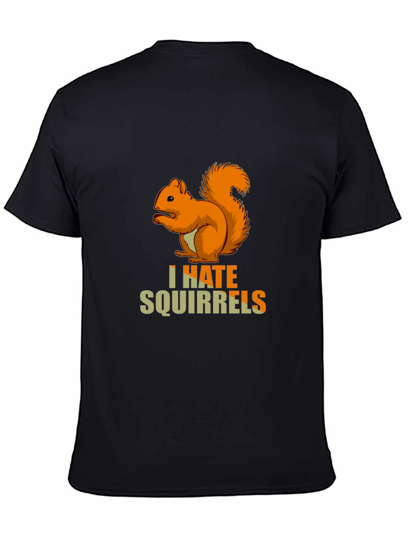 Black I Hate Squirrels Funny Graphic Tee view 4
