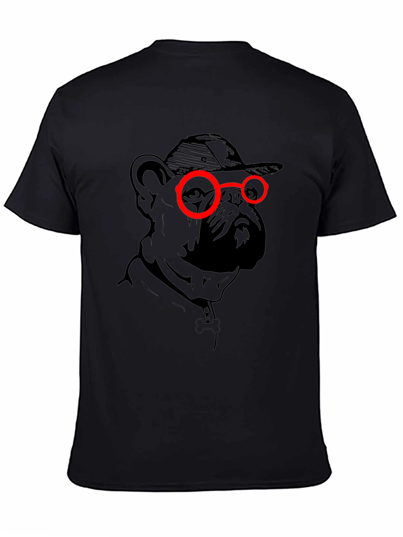 Black Cool Dog Graphic Tee - Black Cotton Blend view 4